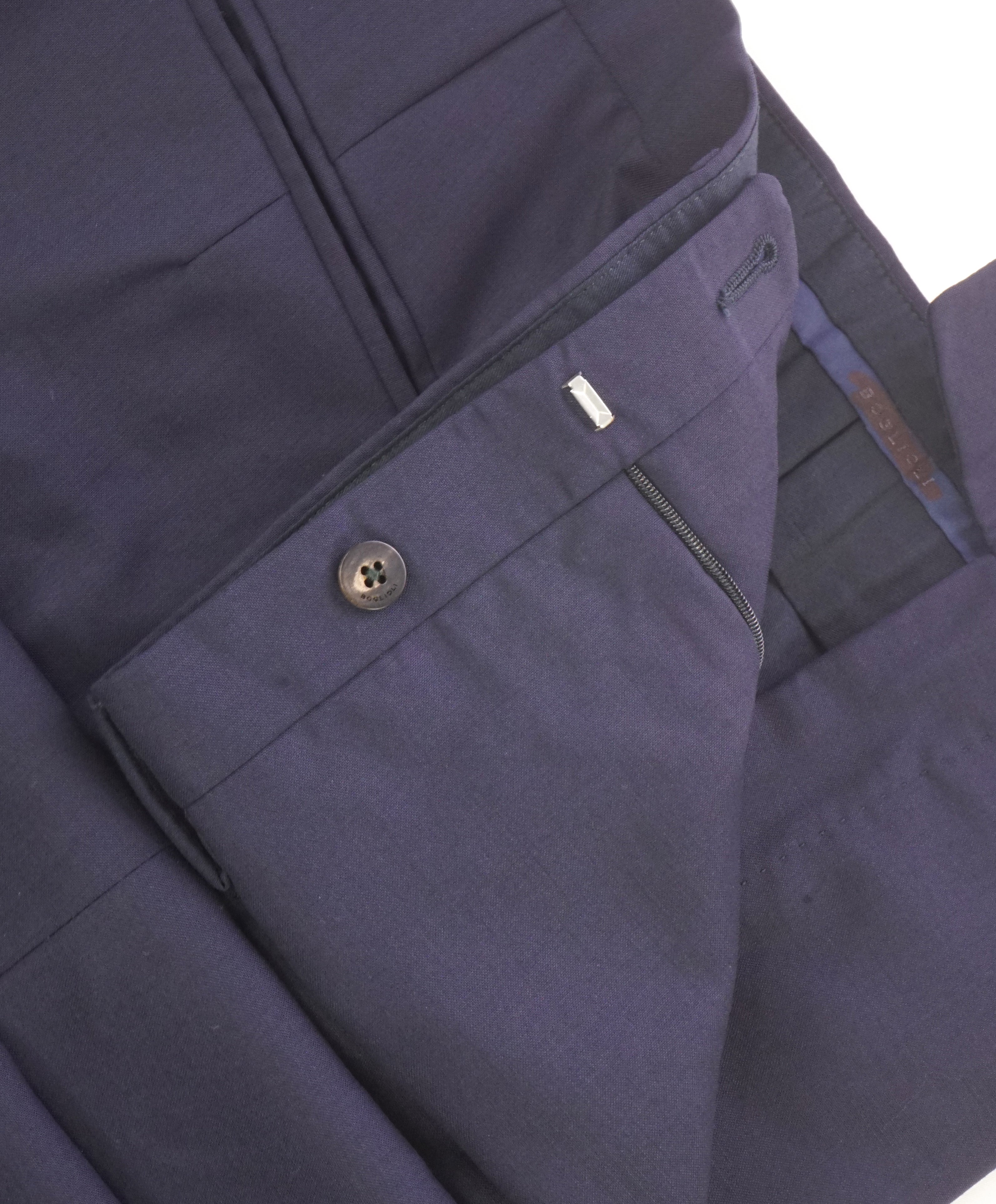 BOGLIOLI - Blue Wool PREMIUM Flat Front Dress Pants- 40W