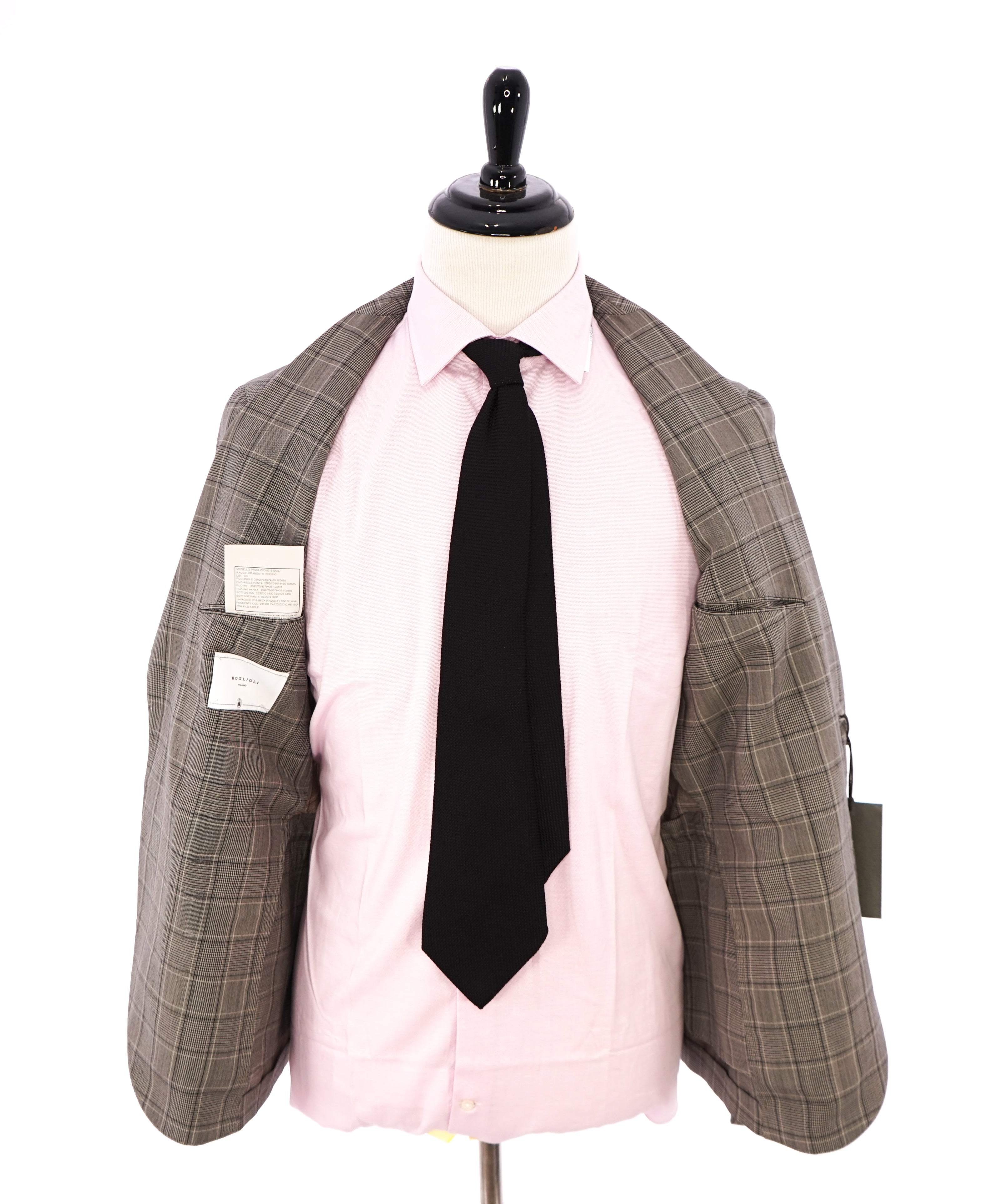 BOGLIOLI - Milano Semi-Lined Deconstructed Wool Gray/Beige Plaid Check Suit - 38R