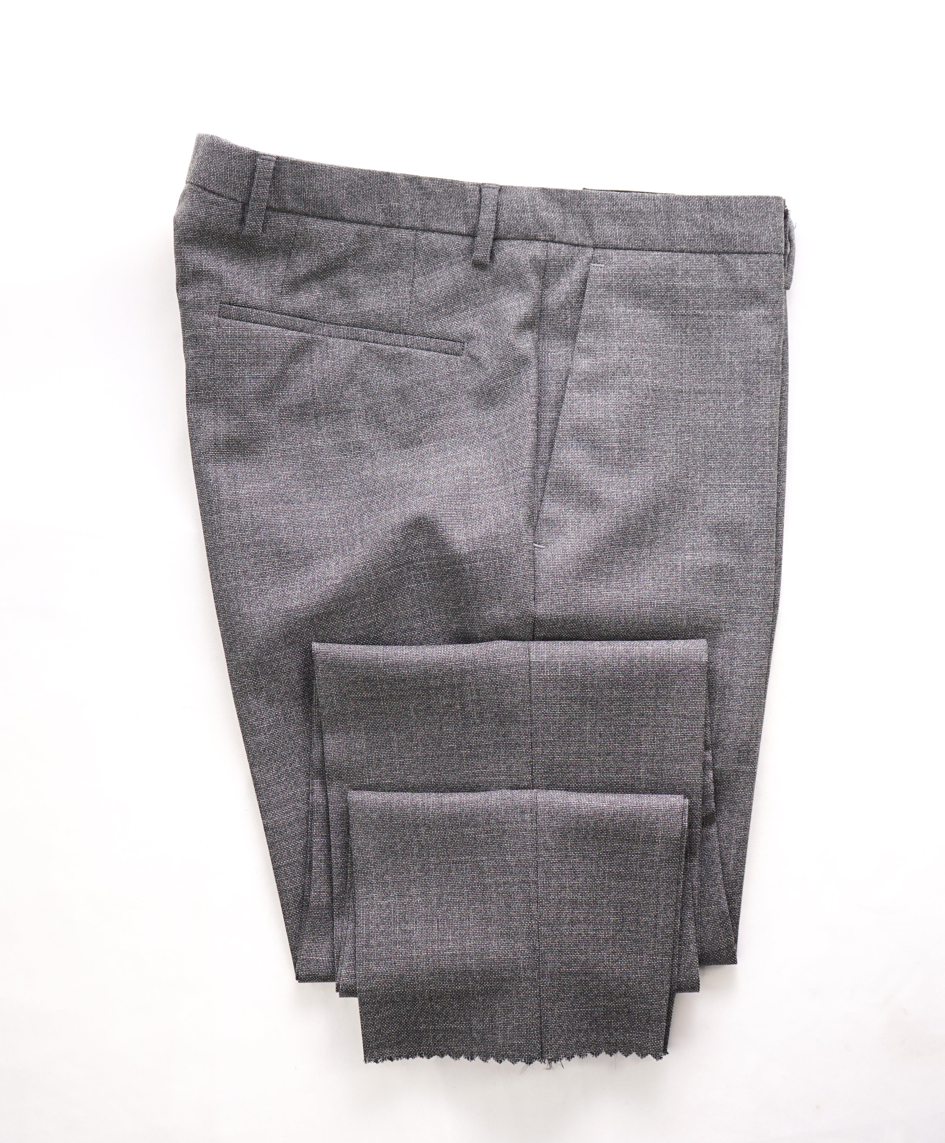 HUGO BOSS - Textured Gray Flat Front Dress Pants- 31W