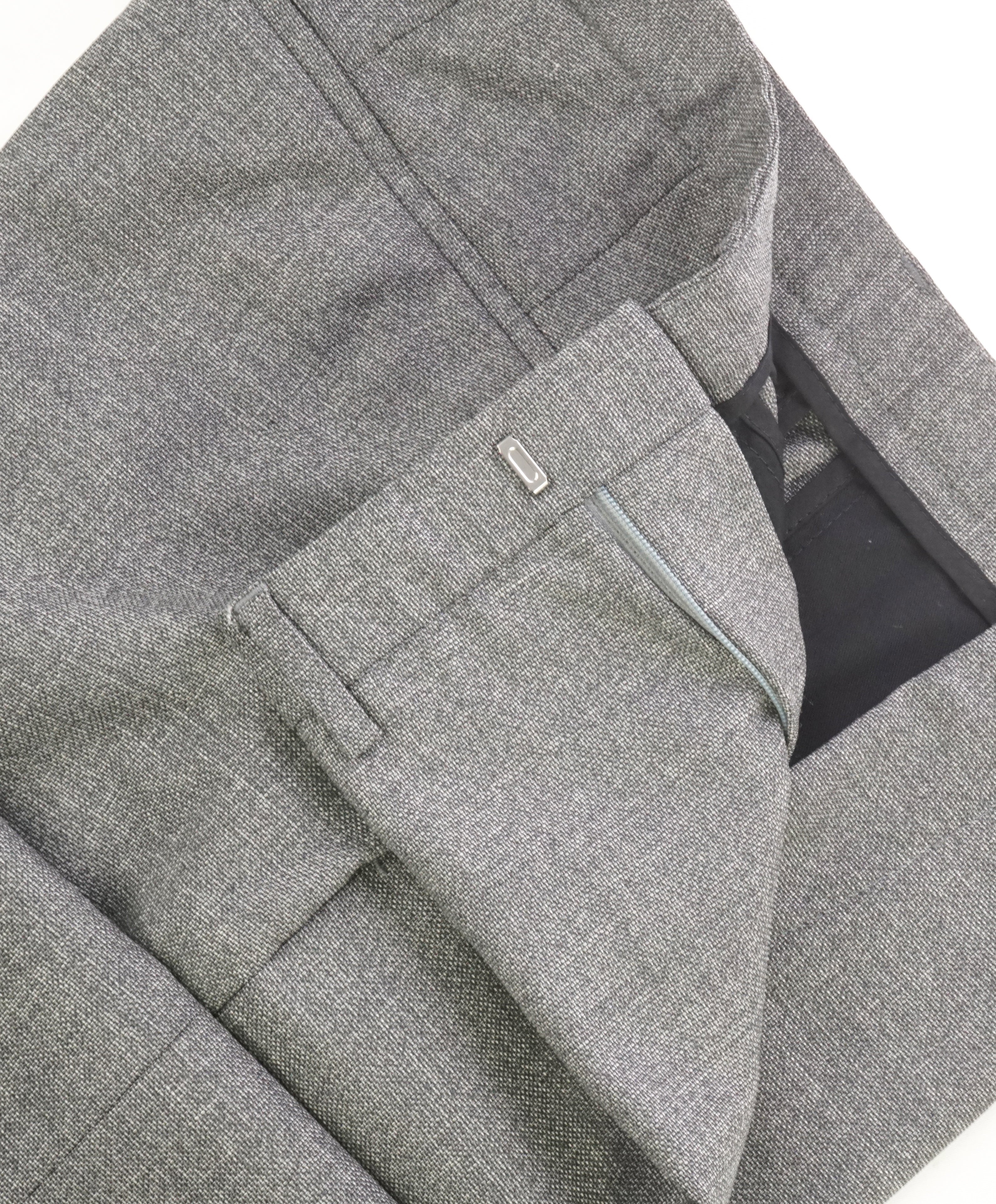 HUGO BOSS - Textured Gray Flat Front Dress Pants- 31W