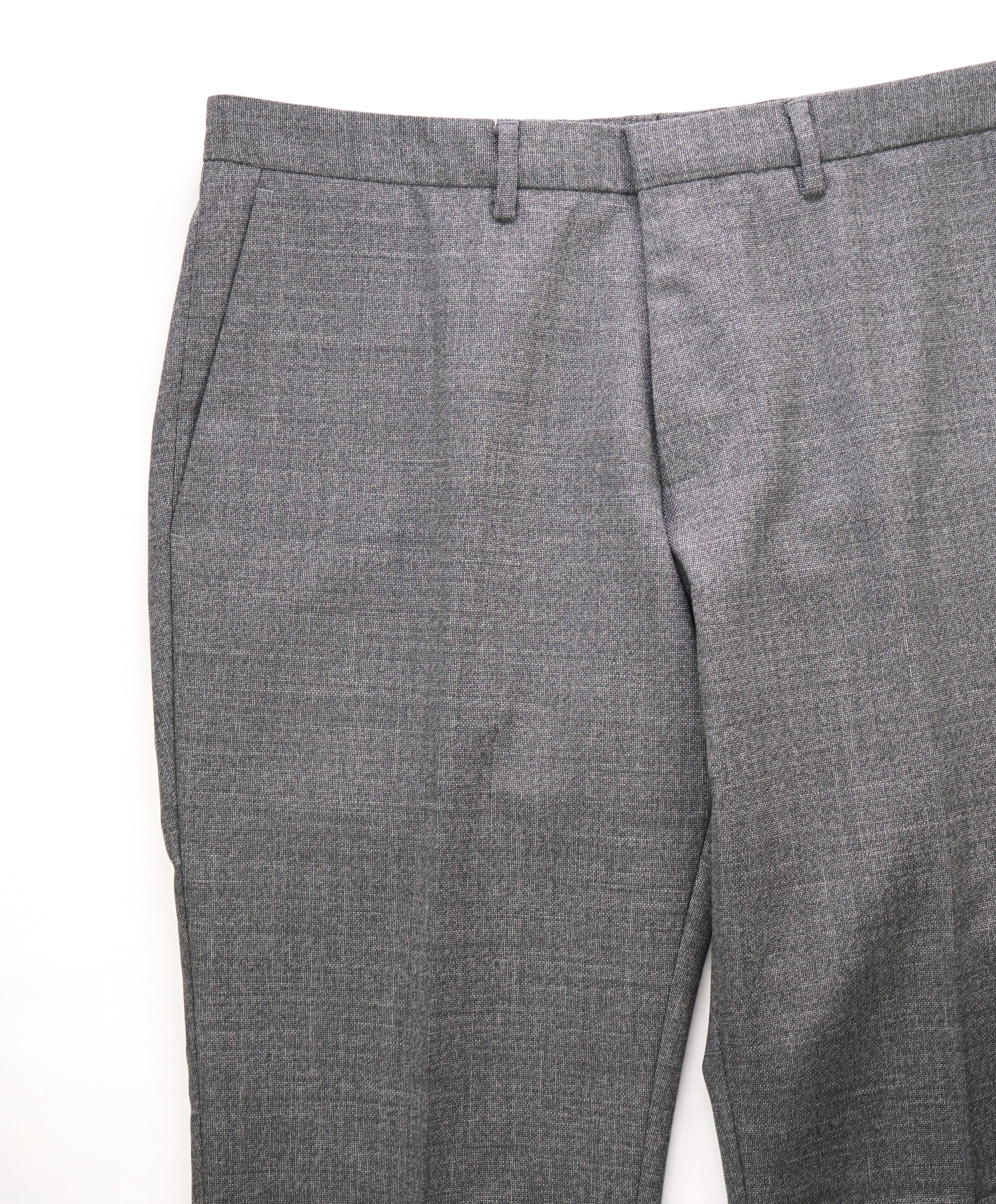 HUGO BOSS - Textured Gray Flat Front Dress Pants- 31W