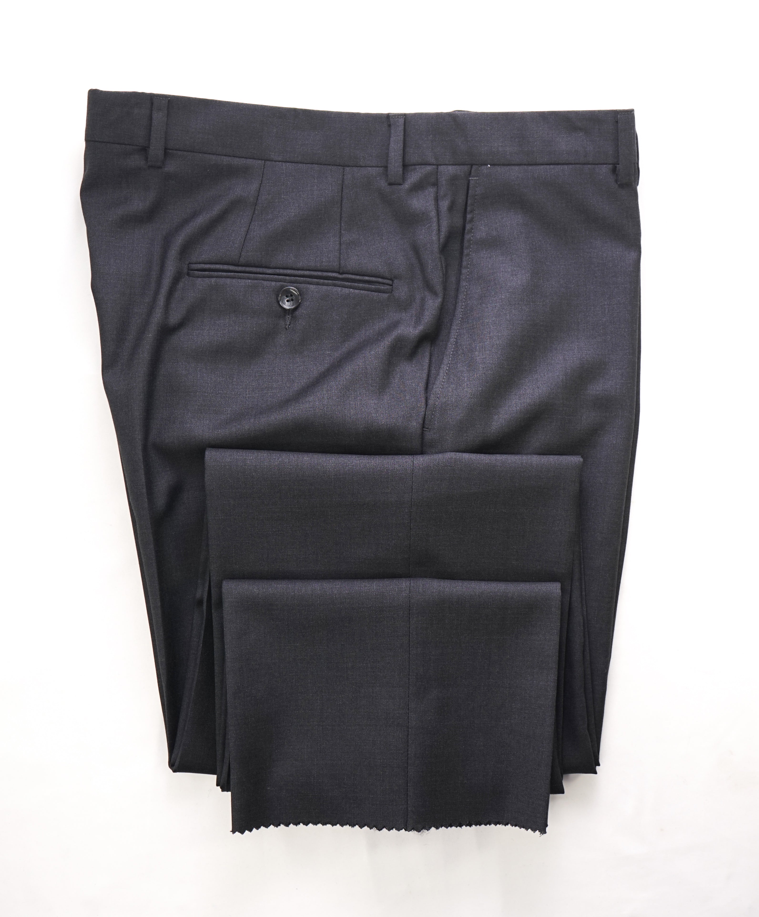 HICKEY FREEMAN -  Charcoal Gray Closet Staple Wool Flat Front Dress Pants - 36W