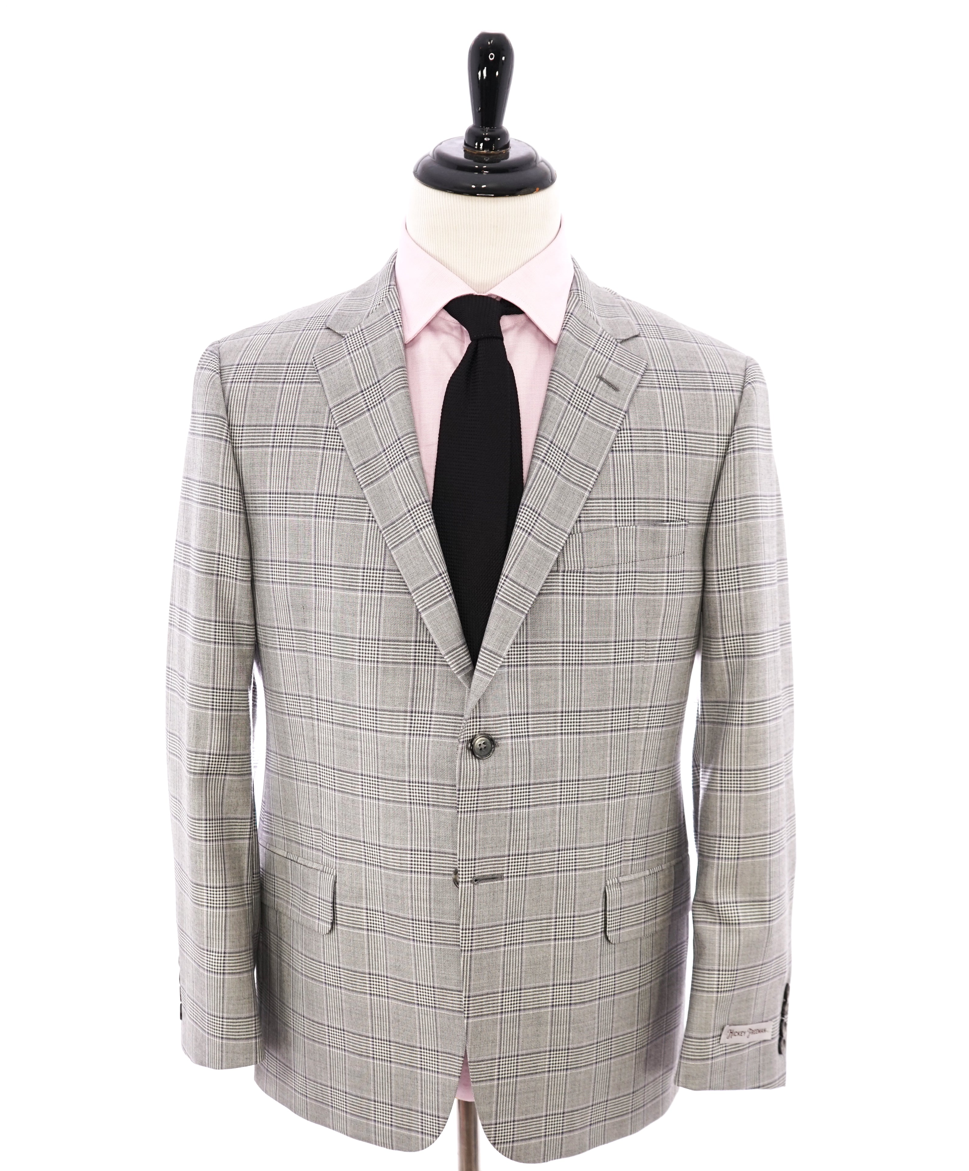 HICKEY FREEMAN - WOOL & SILK Blend Prince of Wales Check Blazer - 42S