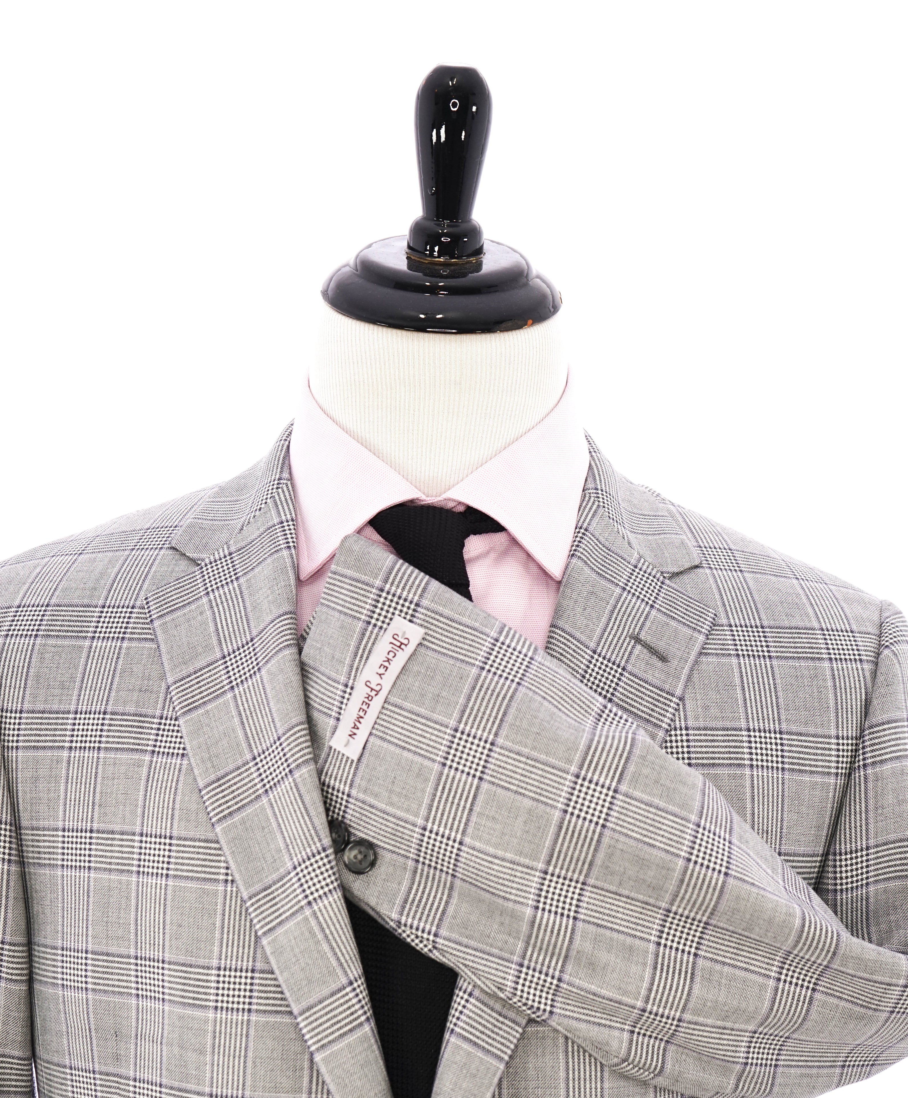 HICKEY FREEMAN - WOOL & SILK Blend Prince of Wales Check Blazer - 42S