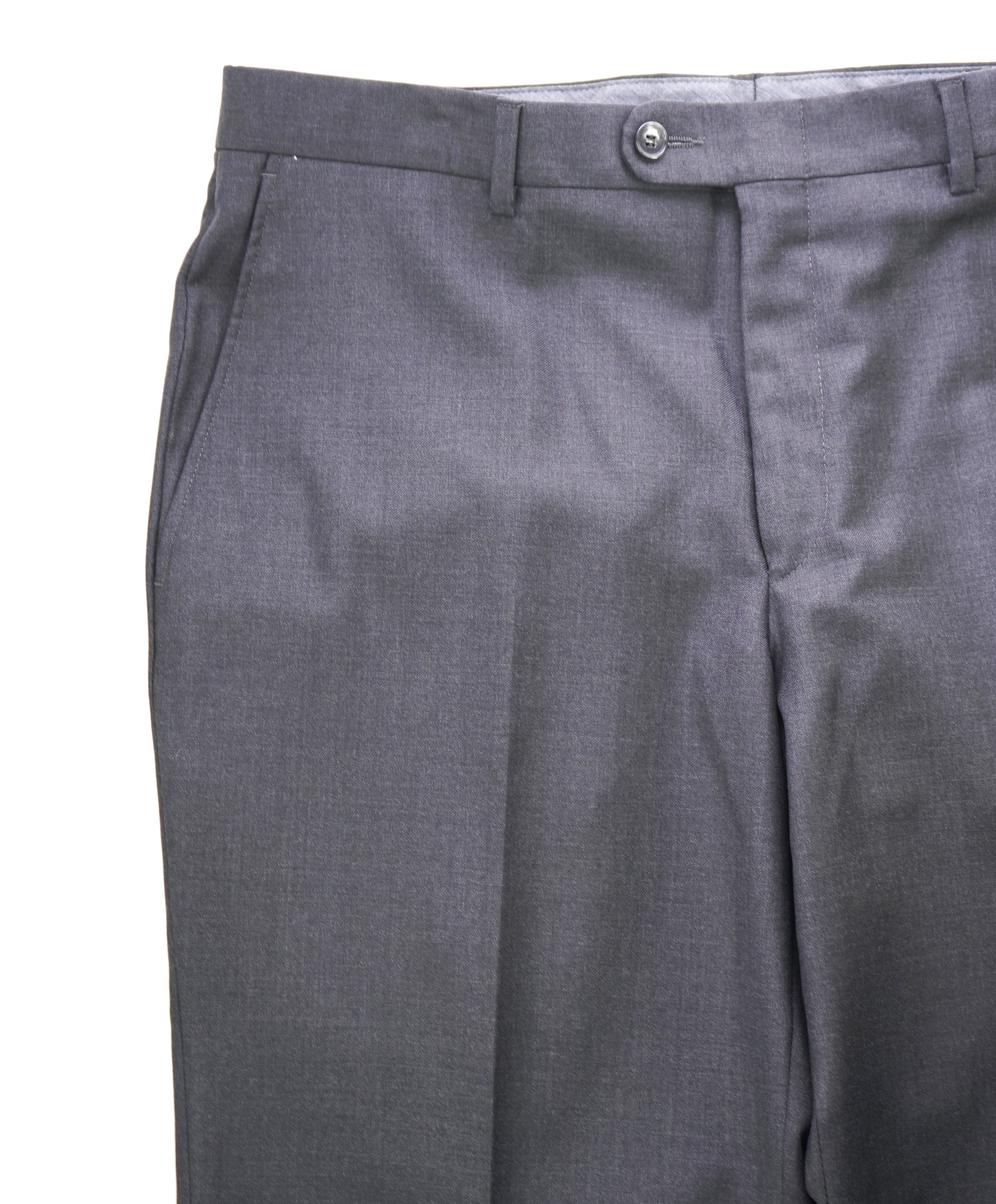 HICKEY FREEMAN -  Charcoal Gray Closet Staple Wool Flat Front Dress Pants - 36W