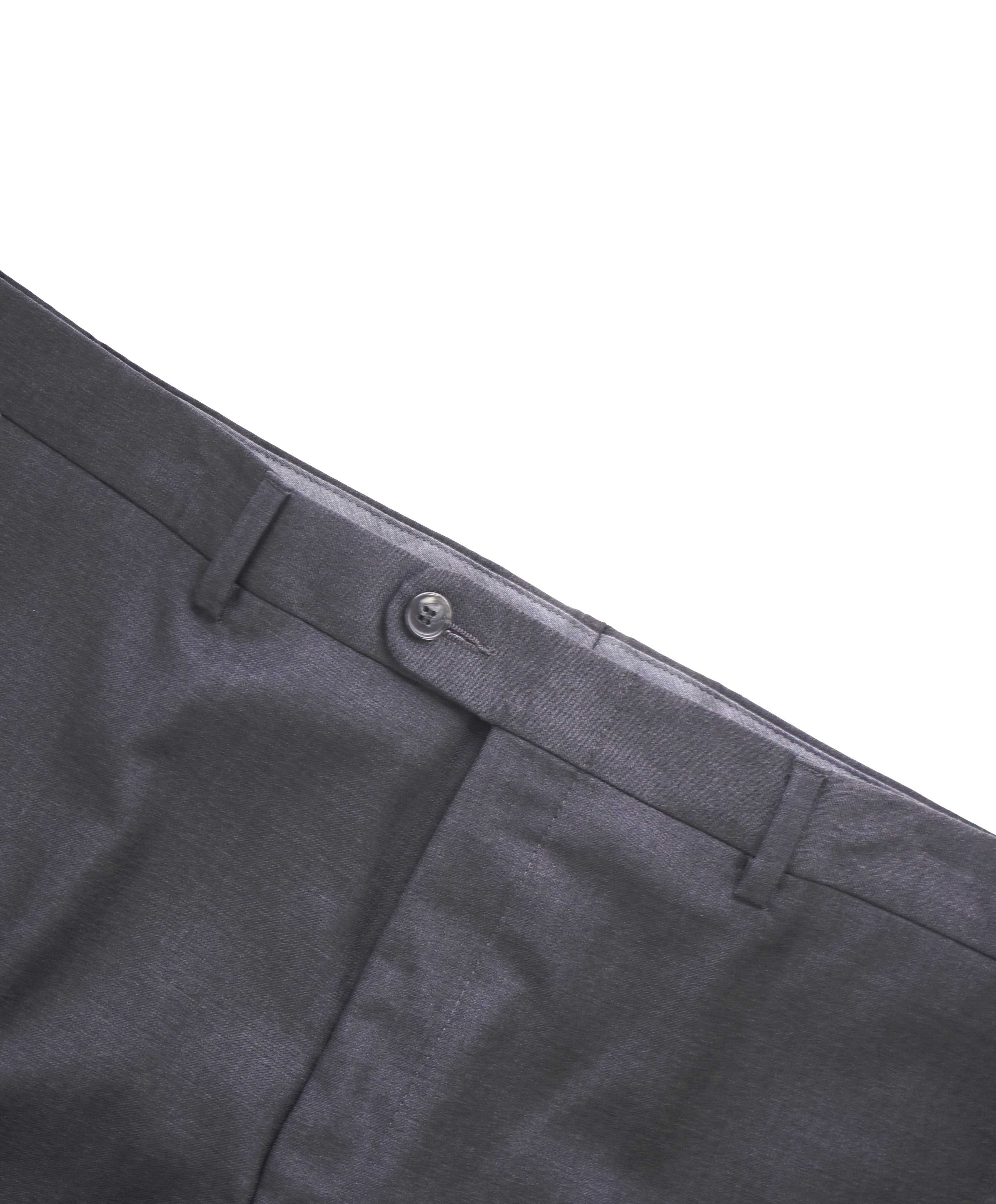 HICKEY FREEMAN -  Charcoal Gray Closet Staple Wool Flat Front Dress Pants - 36W