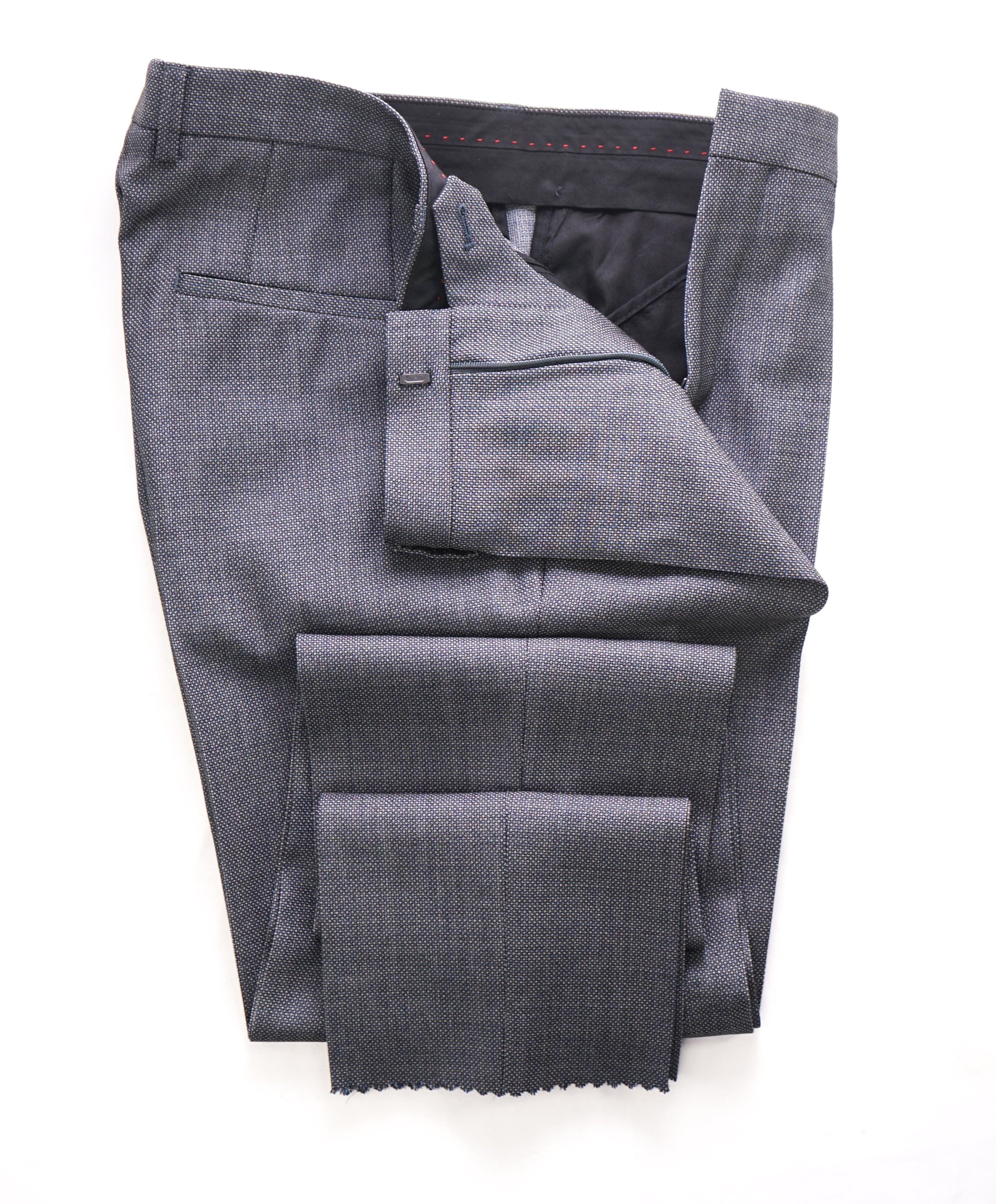 HUGO BOSS - Gray Pin-Dot Flat Front Dress Pants - 32W