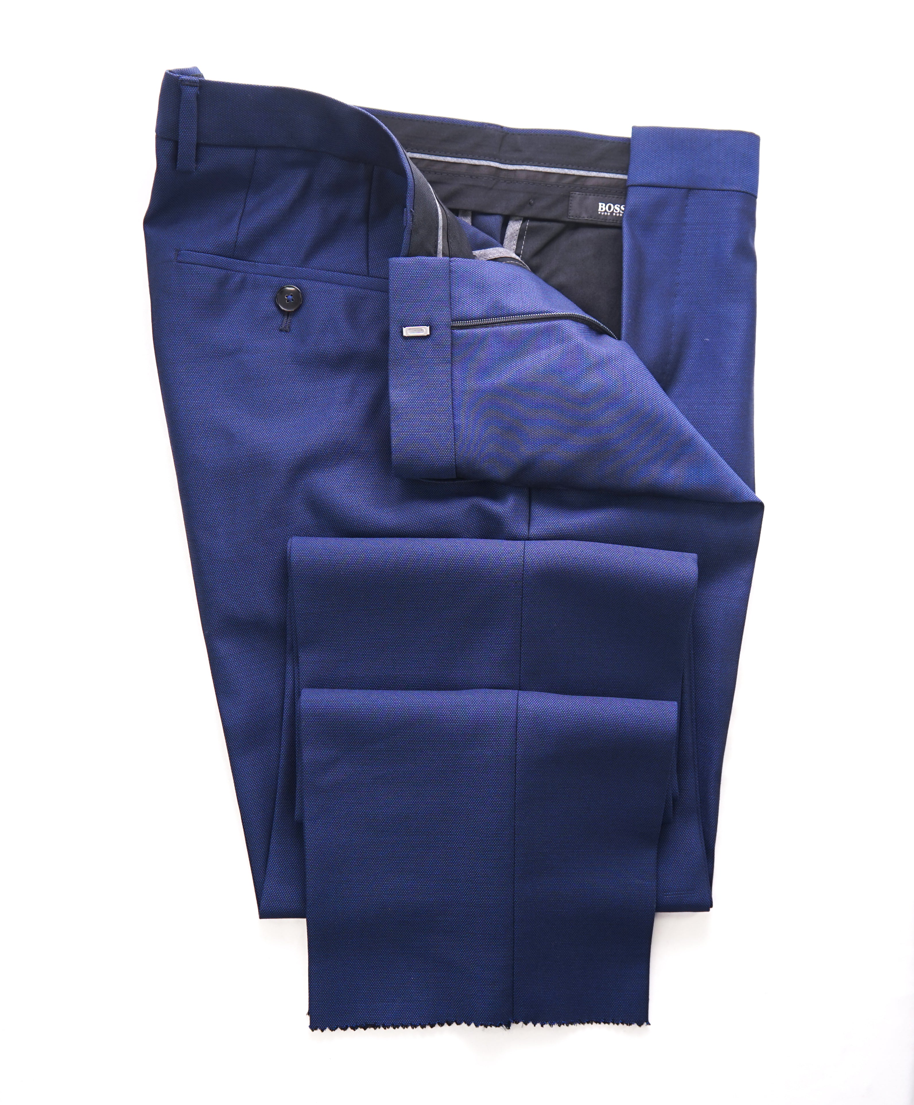 HUGO BOSS - Cobalt Blue Flat Front Dress Pants - 32W