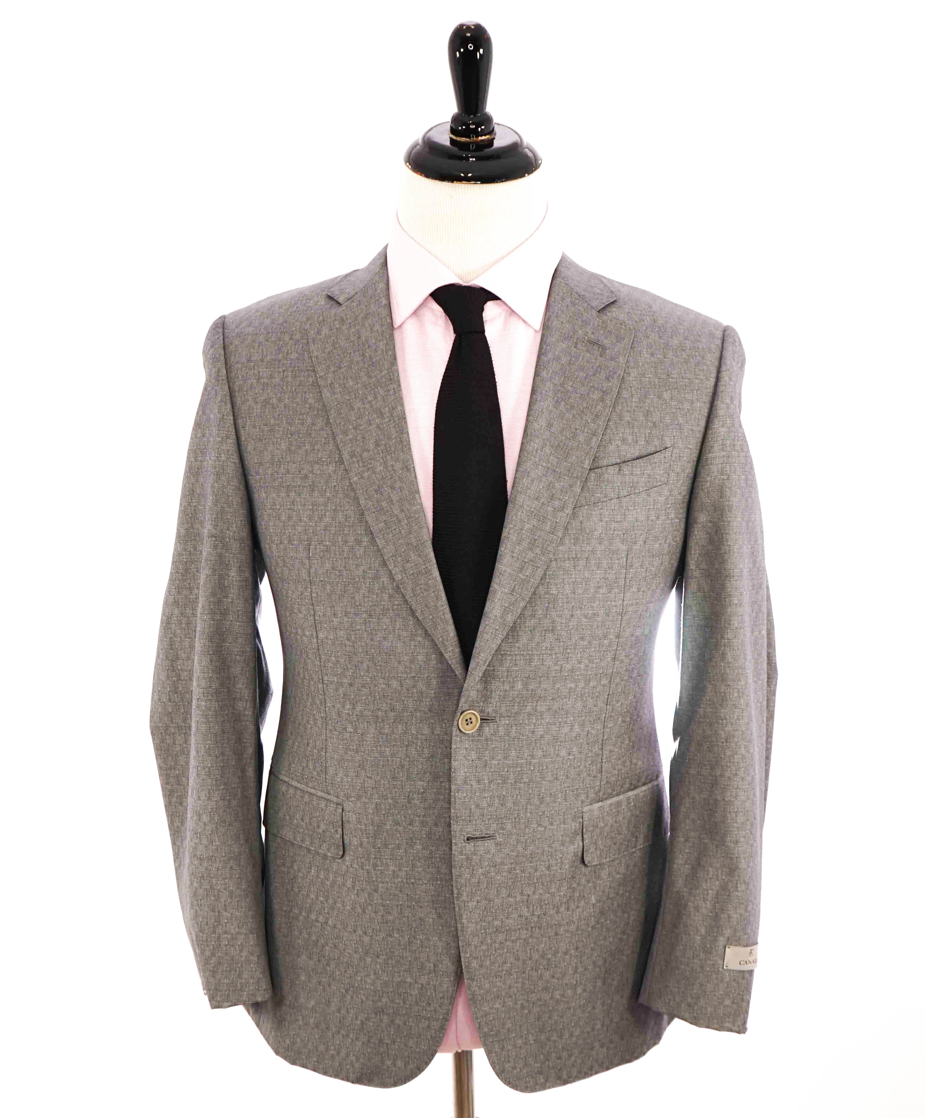 $2,000 CANALI -Gray TRAVEL *GEOMETRIC SQUARE CHECK* Notch Lapel Suit- 40S