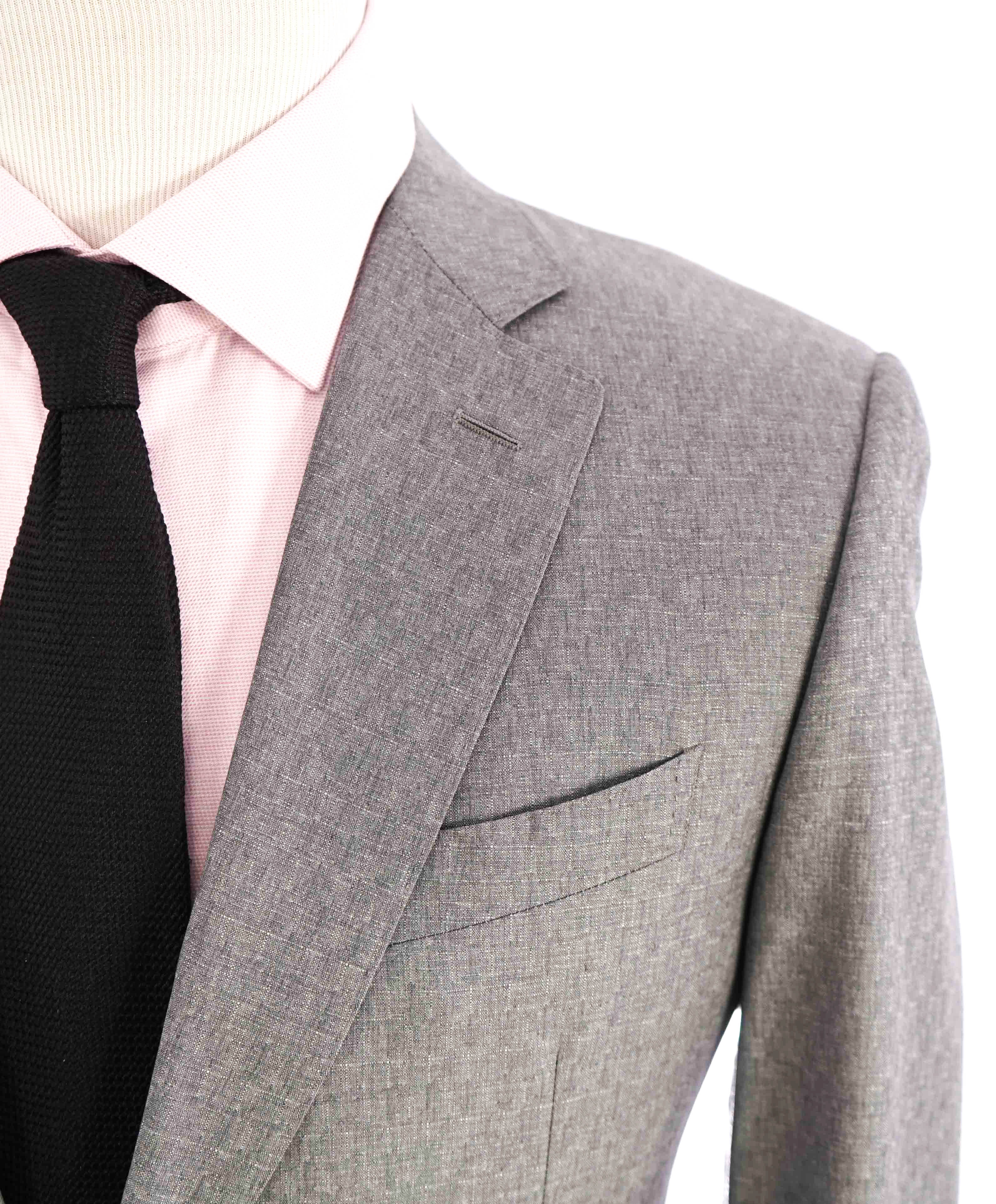 $2,000 CANALI -Gray TRAVEL *GEOMETRIC SQUARE CHECK* Notch Lapel Suit- 40S