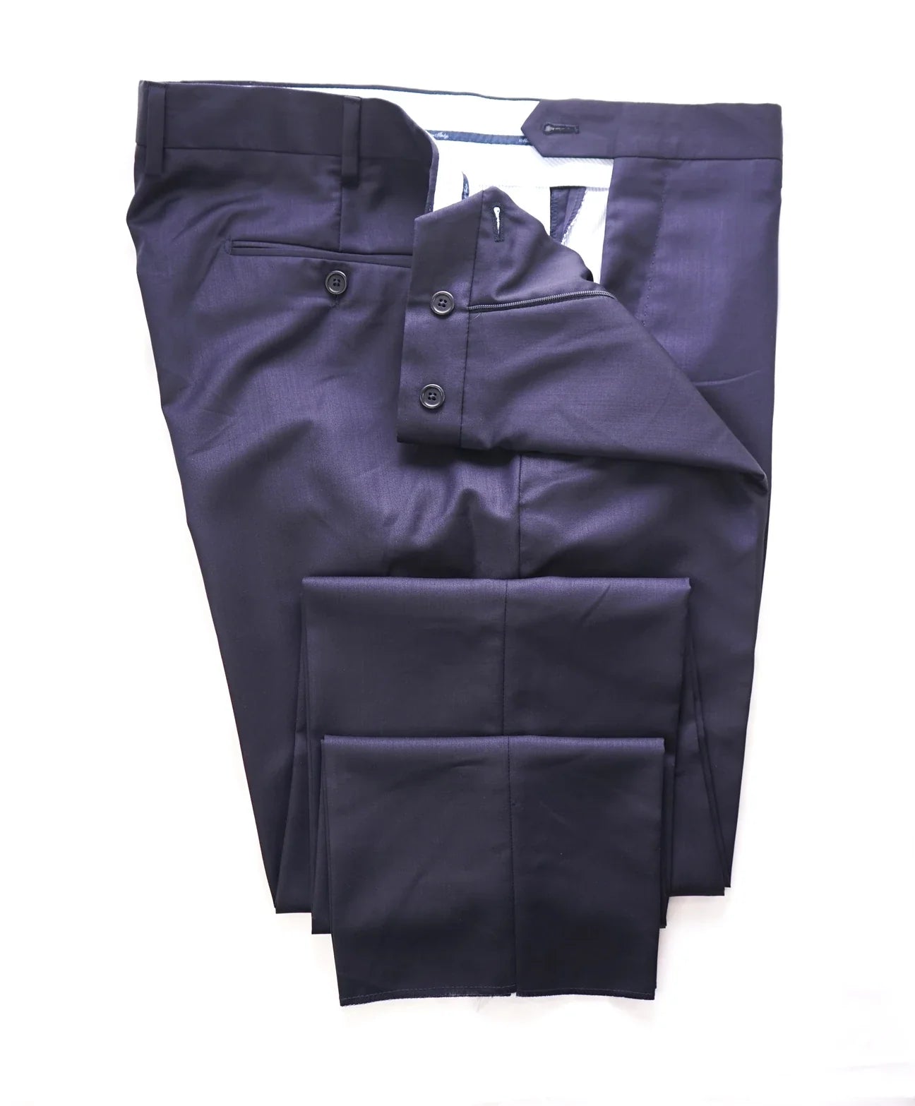 SAKS FIFTH AVE - Navy Wool & Silk MADE IN ITALY Flat Front Dress Pants- 42W