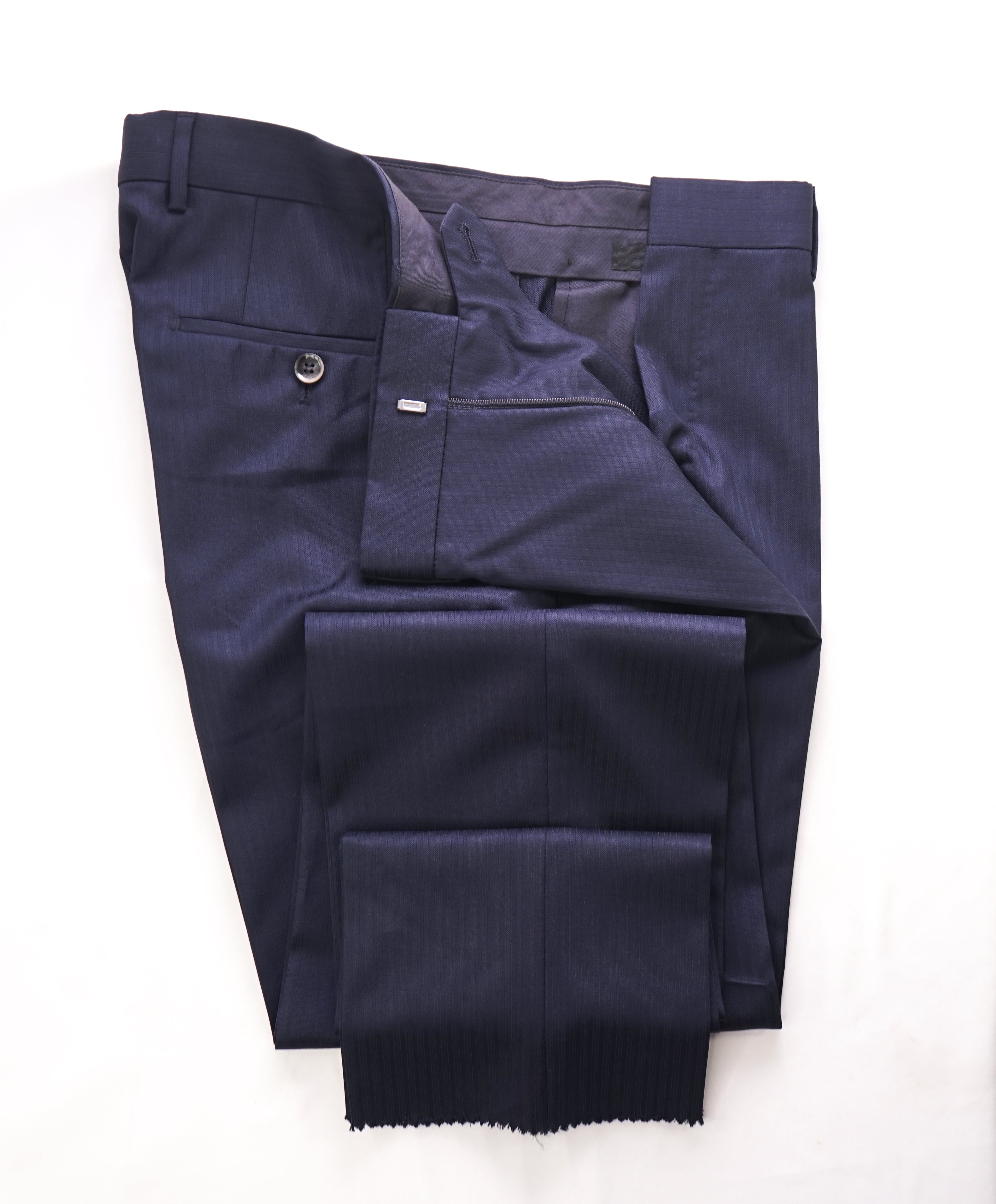 HUGO BOSS - *HORN BUTTONS* SILK Tonal Blue Rope Stripe Dress Pants - 32W