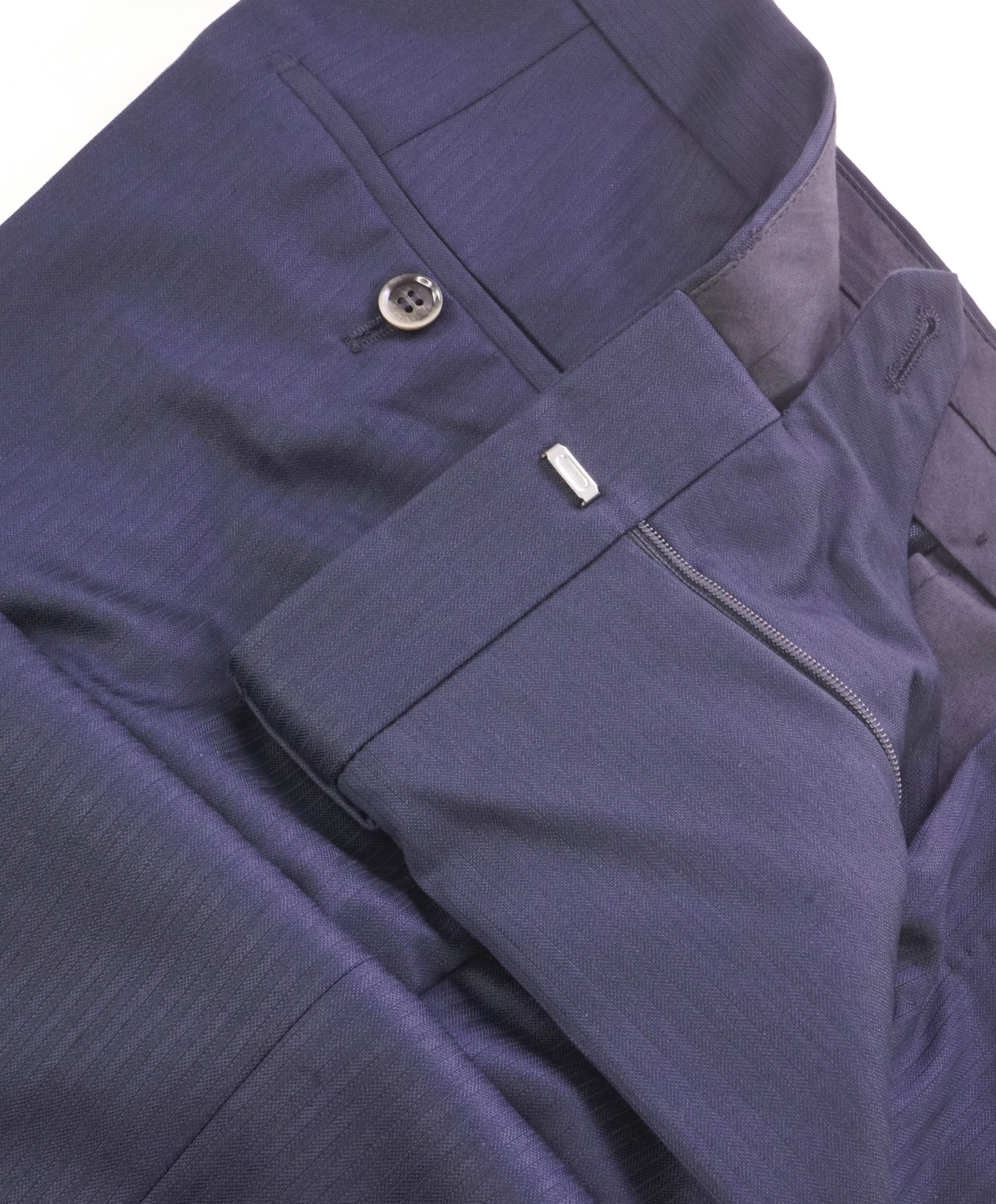 HUGO BOSS - *HORN BUTTONS* SILK Tonal Blue Rope Stripe Dress Pants - 32W