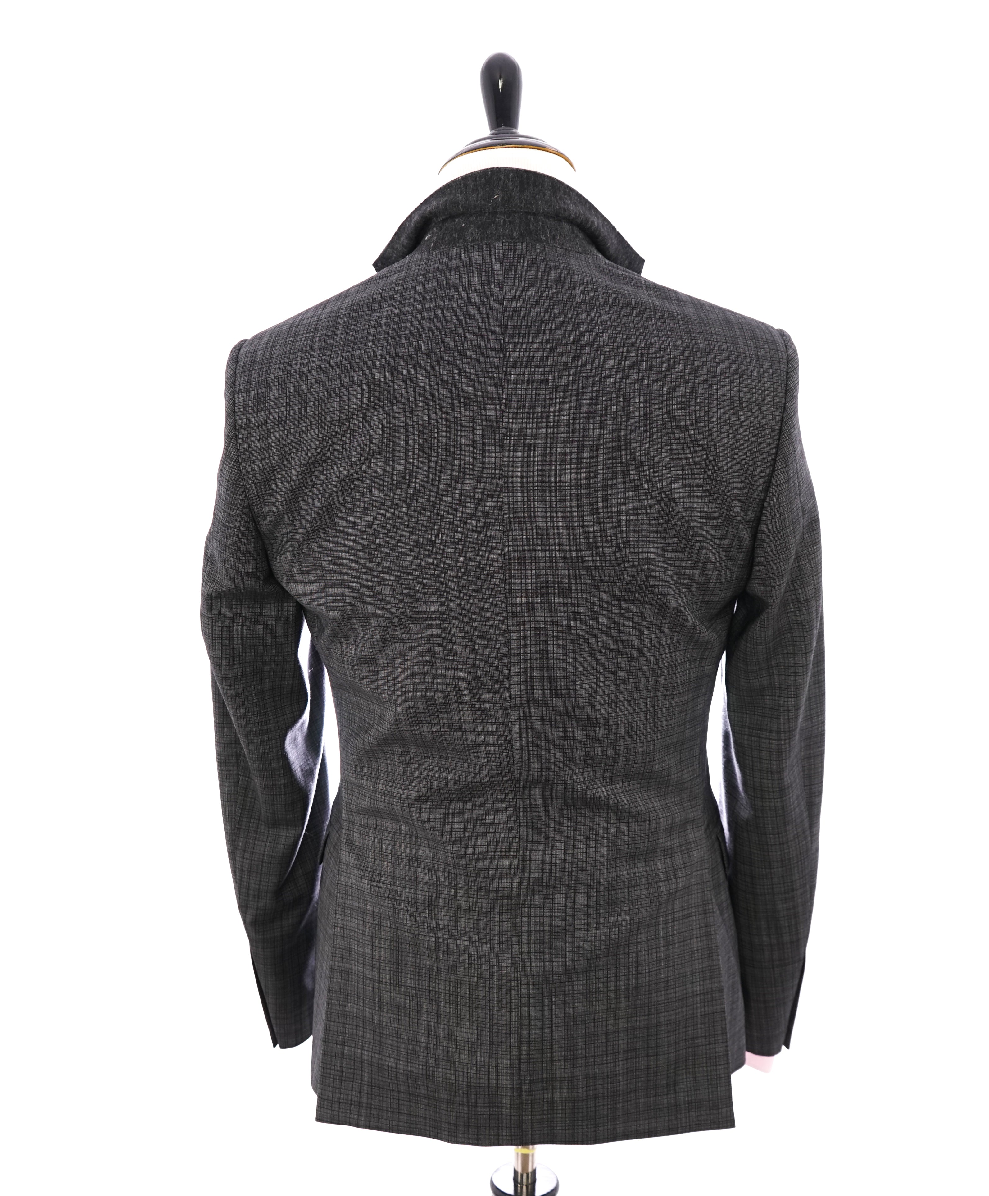 VERSACE COLLECTION - Abstract Check Gray Wool Suit Logo Buttons  - 38R