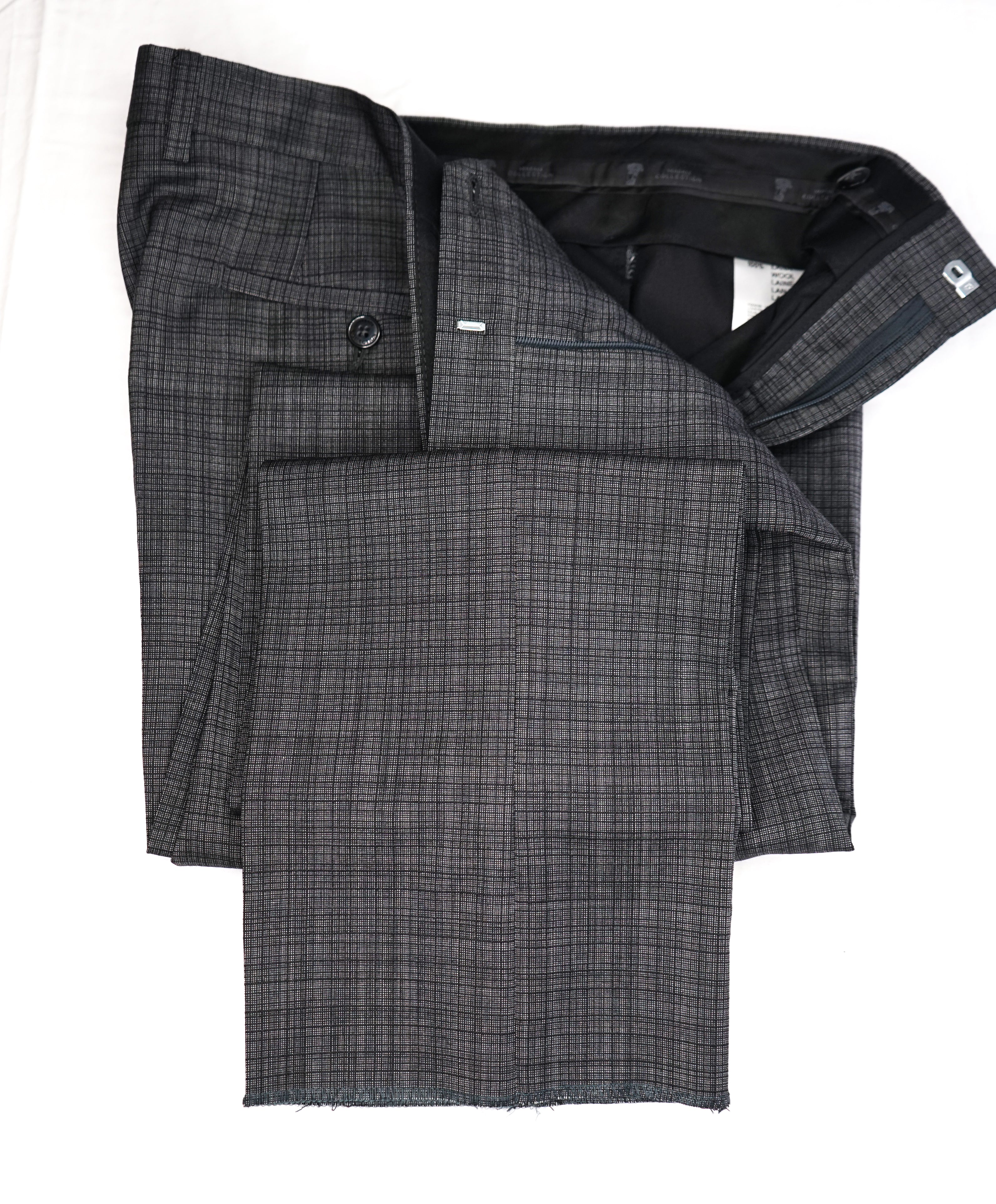 VERSACE COLLECTION - Abstract Check Gray Wool Suit Logo Buttons  - 38R