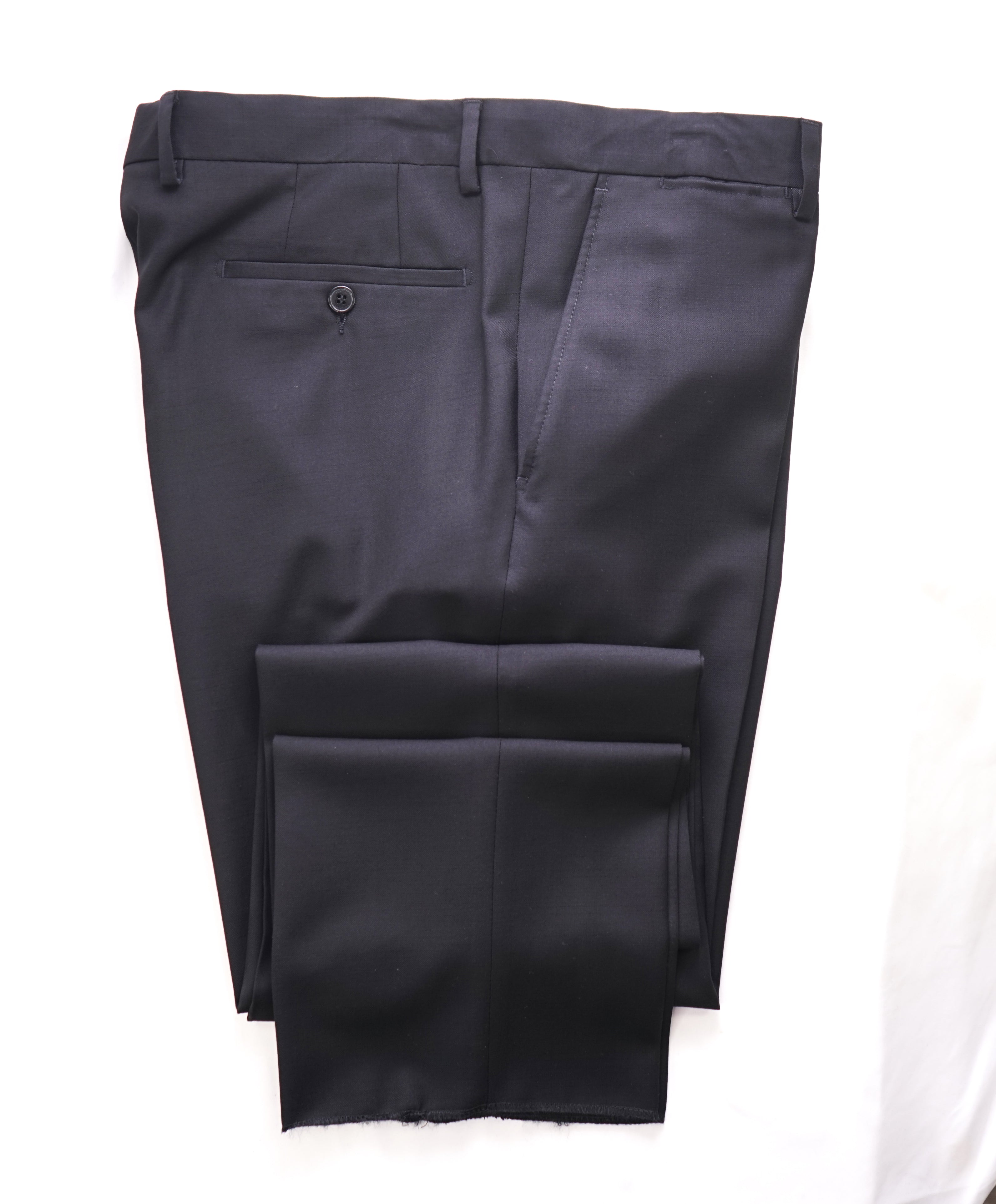 VERSACE COLLECTION - Flat Front Solid Black Dress Pants - 38W