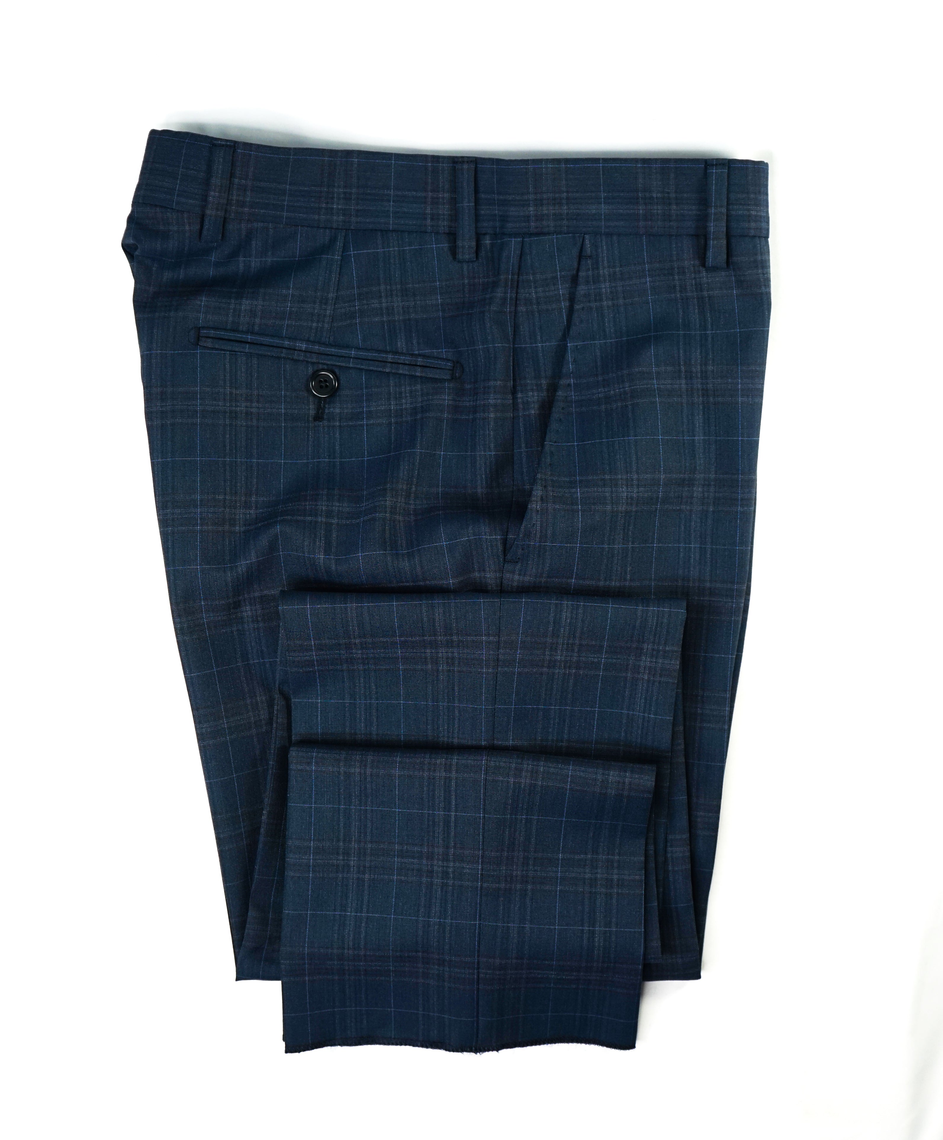 SAKS FIFTH AVENUE - *MADE IN ITALY* Teal Blue Plaid Check Dress Pants - 30W