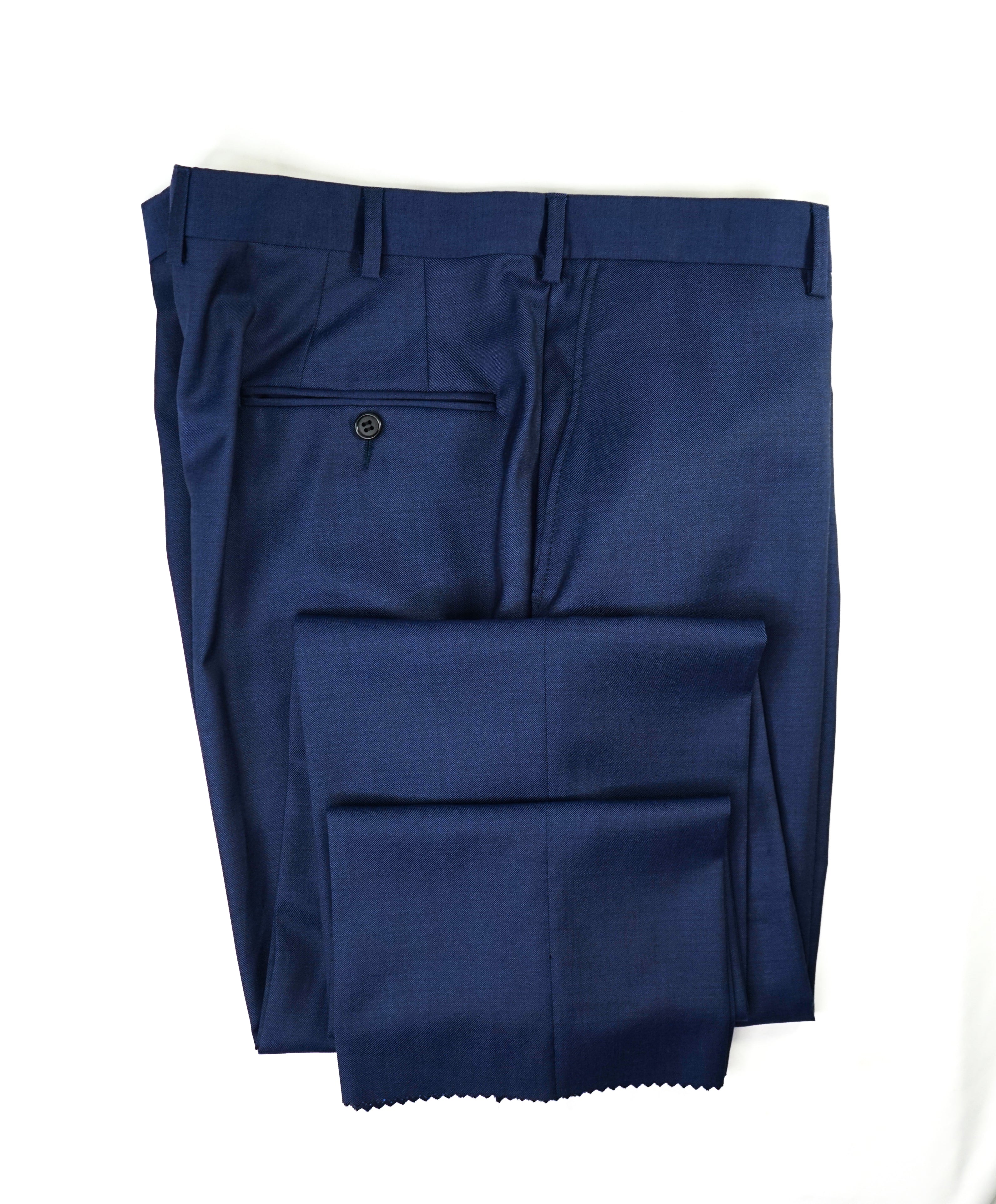 HICKEY FREEMAN -  Bold Blue Wool Flat Front Dress Pants - 38W