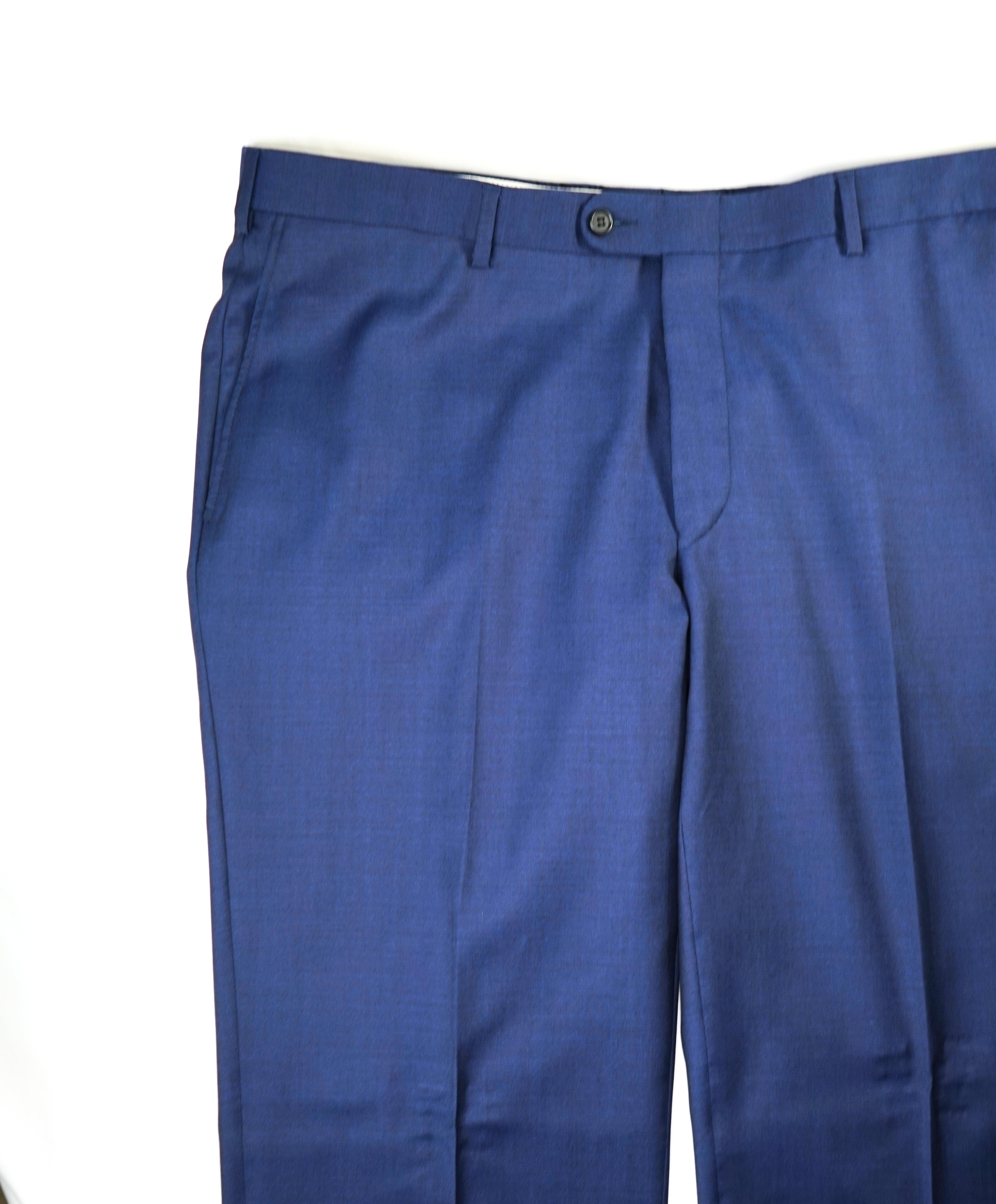 HICKEY FREEMAN -  Bold Blue Wool Flat Front Dress Pants - 38W