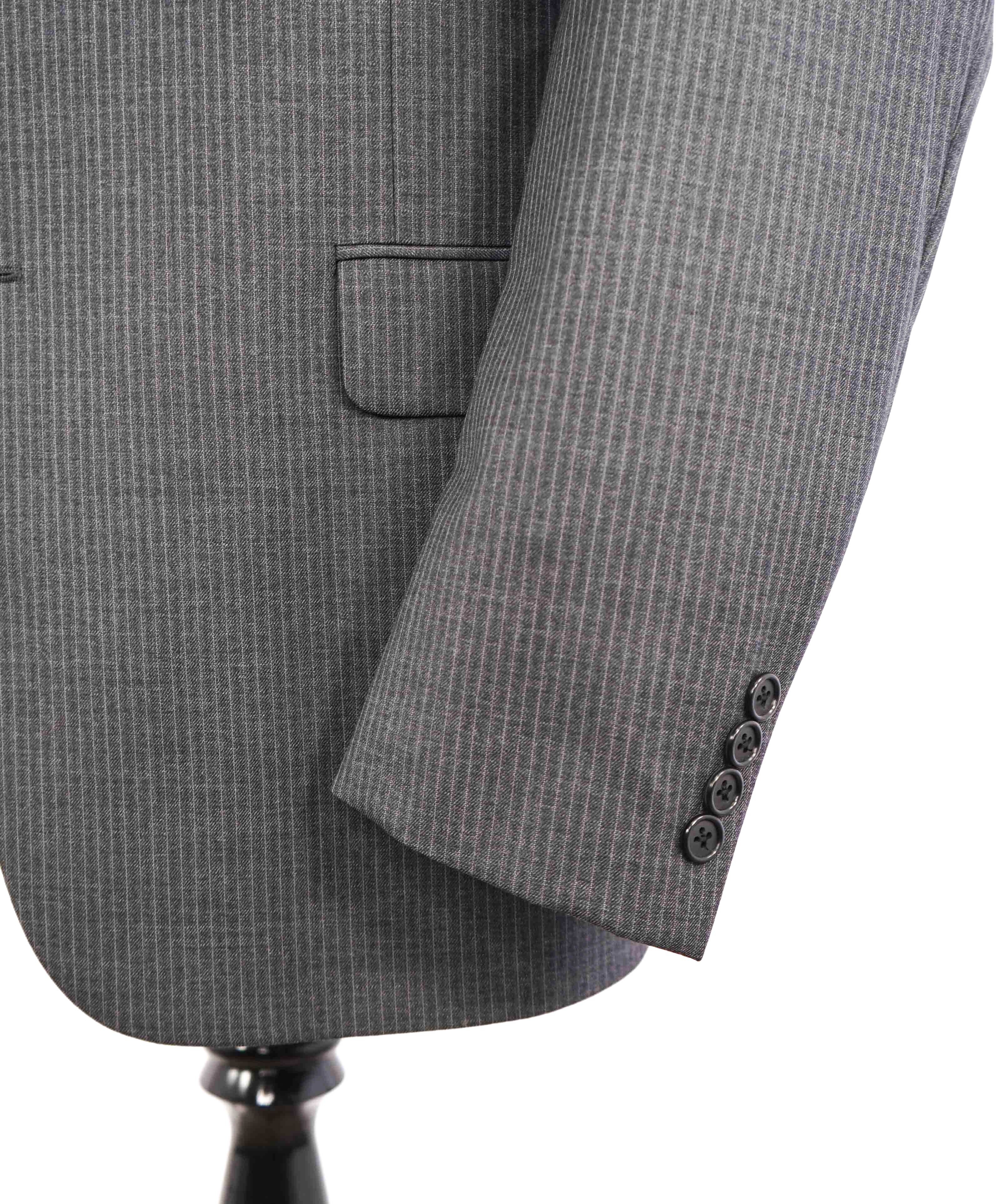 $1,695 HICKEY FREEMAN - Gray Textured Stripe "Milburn ii" Notch Lapel Suit - 44R