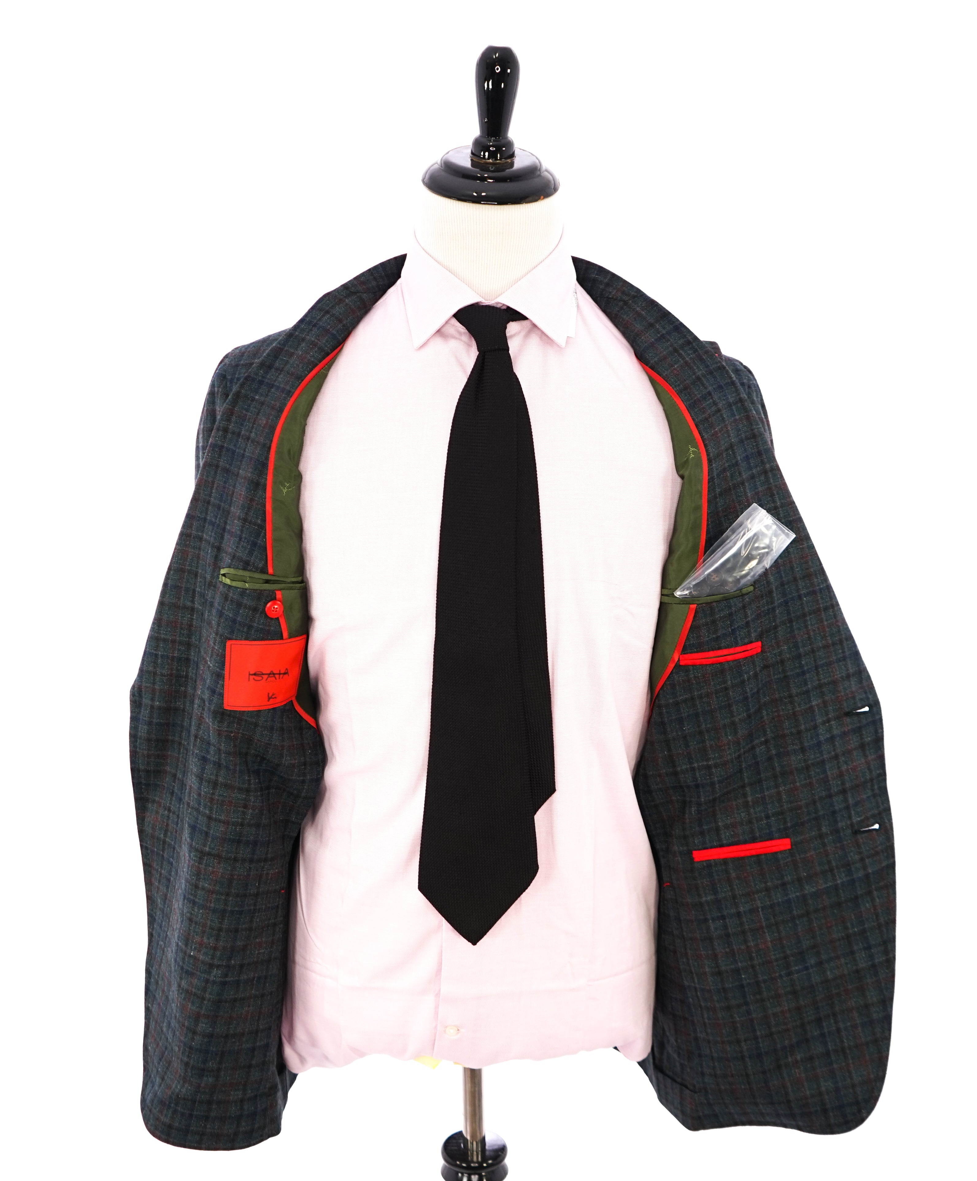 ISAIA - CASHMERE/Silk/Linen Blend Windowpane Check Blazer W LOGO- 46R