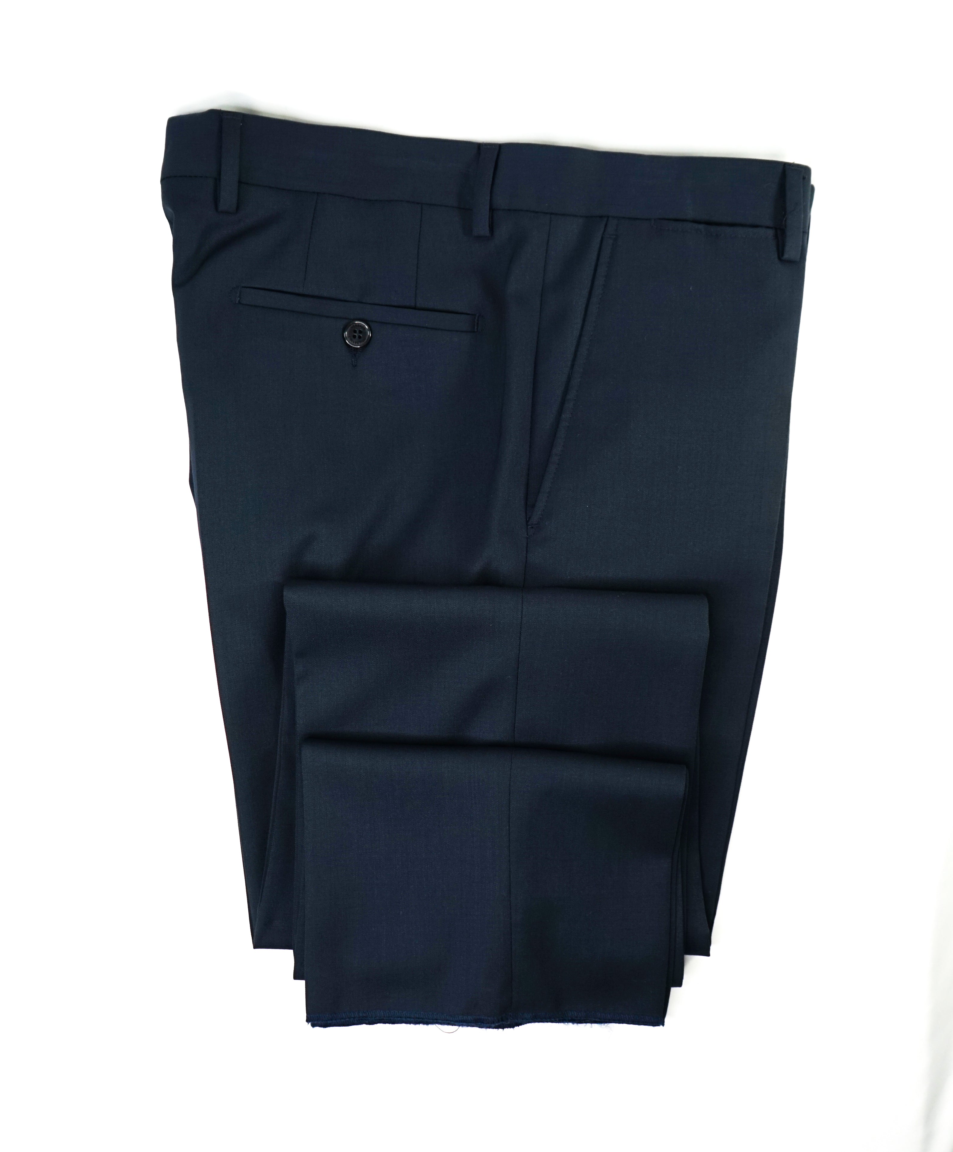 VERSACE COLLECTION - Blue Textured Wool Dress Pants - 33W (48 EU)