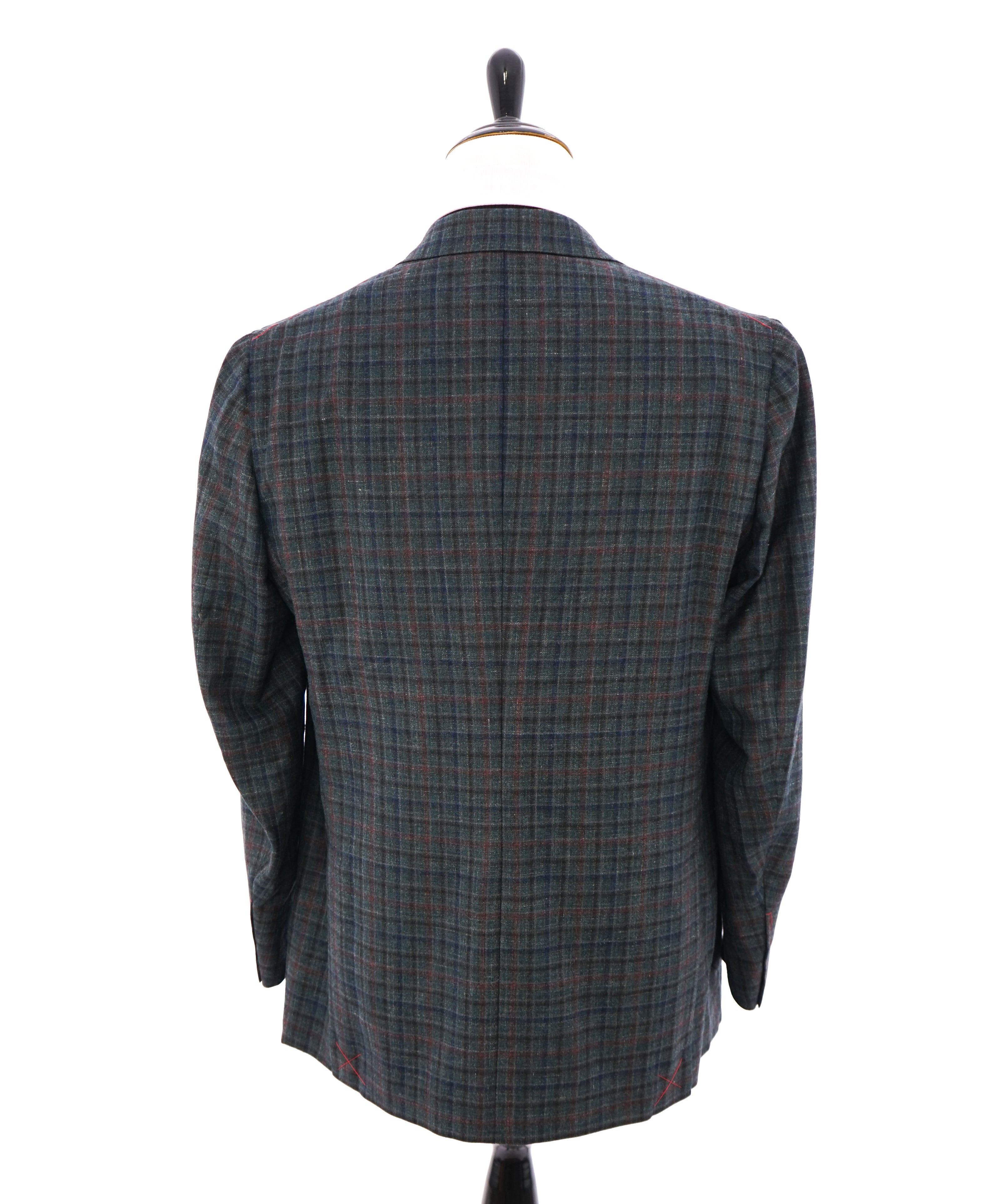 ISAIA - CASHMERE/Silk/Linen Blend Windowpane Check Blazer W LOGO- 46R