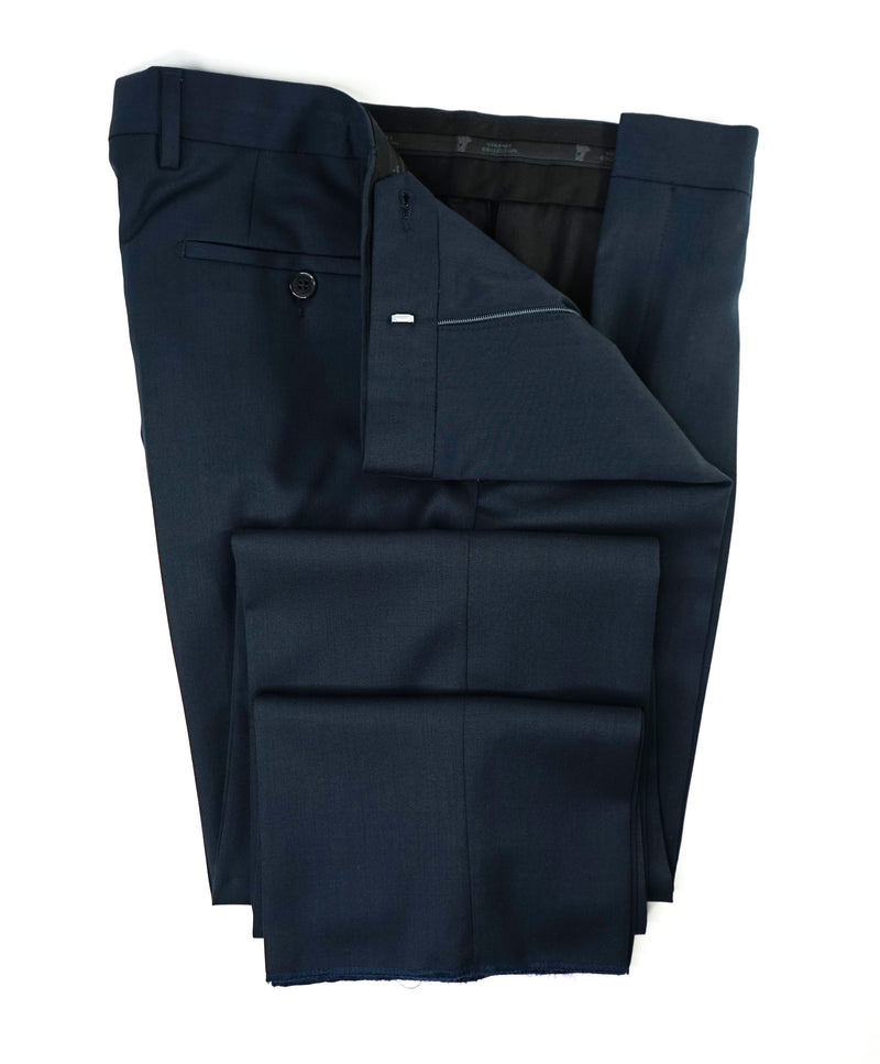 VERSACE COLLECTION - Blue Textured Wool Dress Pants - 33W (48 EU)
