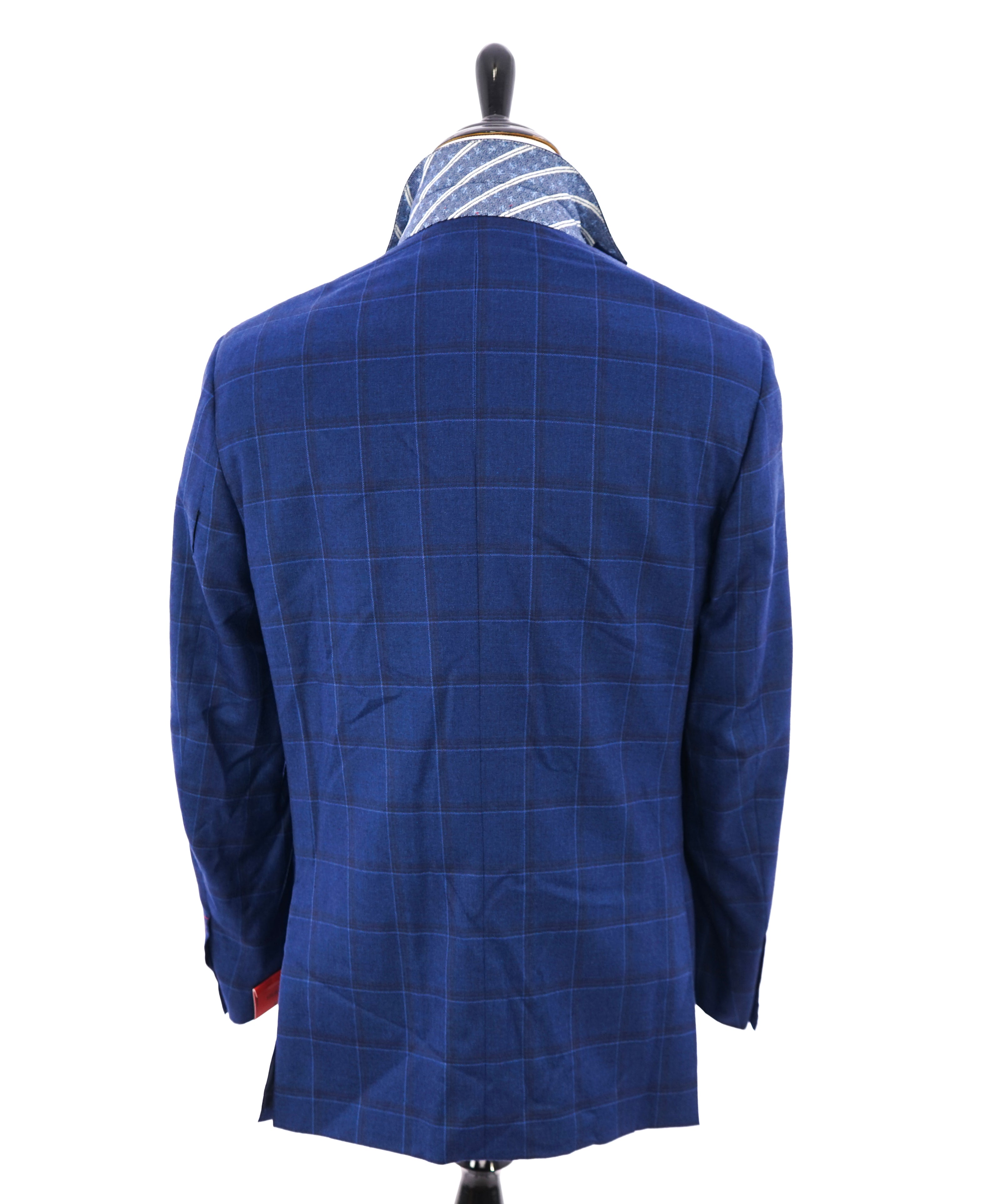 ISAIA - CASHMERE Bold Blue Windowpane Check Blazer W LOGO Detail - 48R