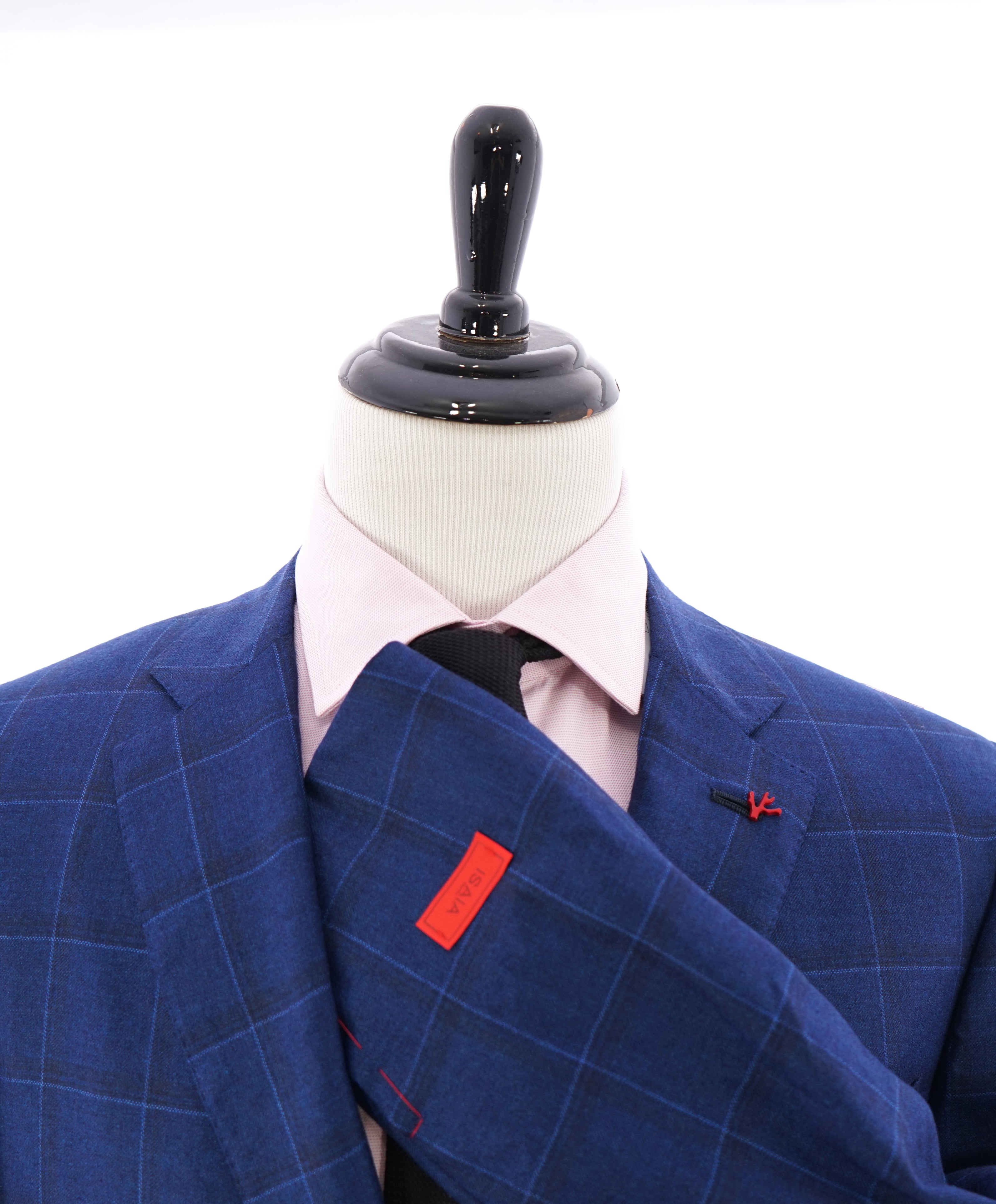 ISAIA - CASHMERE Bold Blue Windowpane Check Blazer W LOGO Detail - 48R