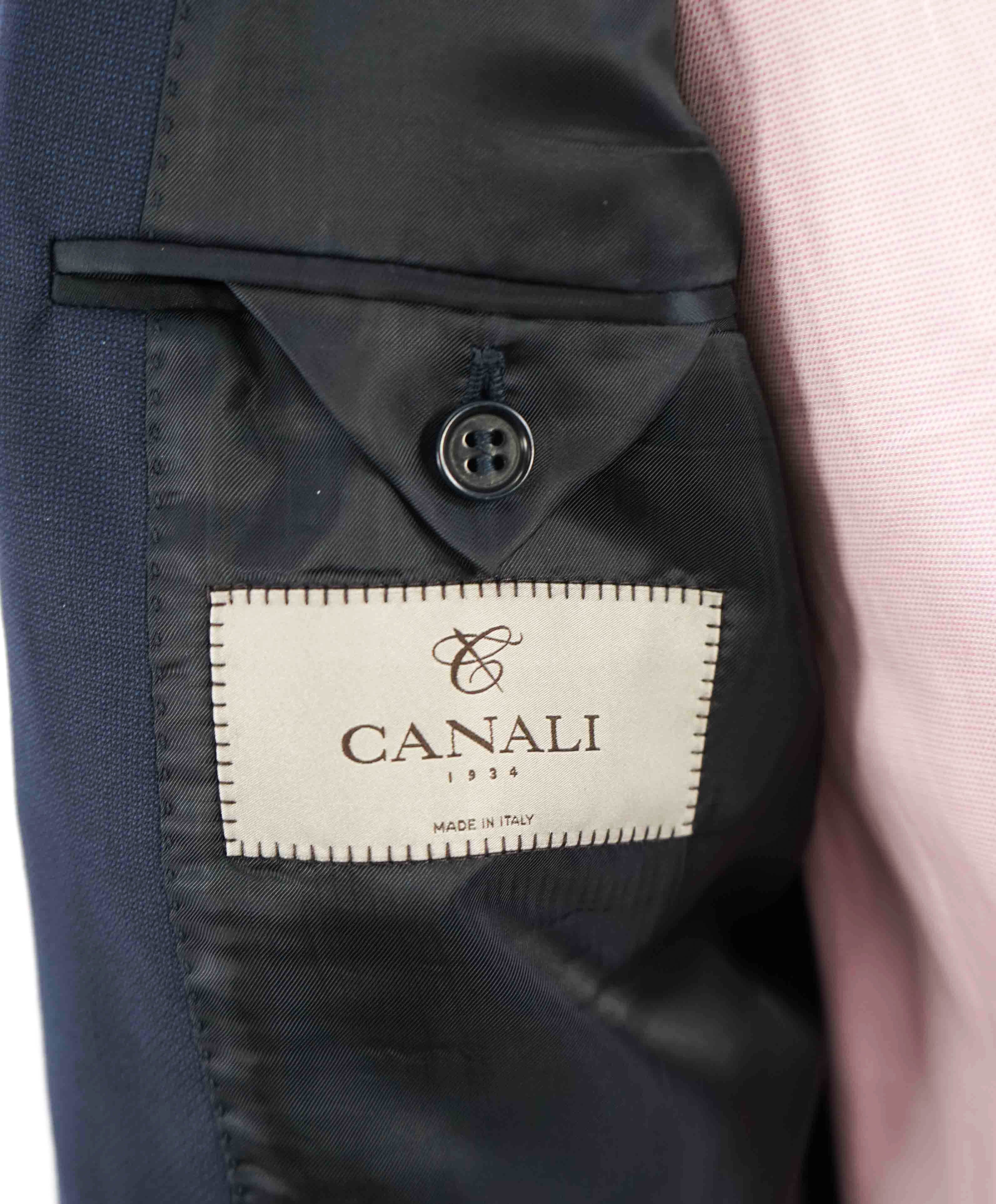 $2,000 CANALI - For SAKS 5TH AVE Navy Blue Textured Fabric Suit  - 46S