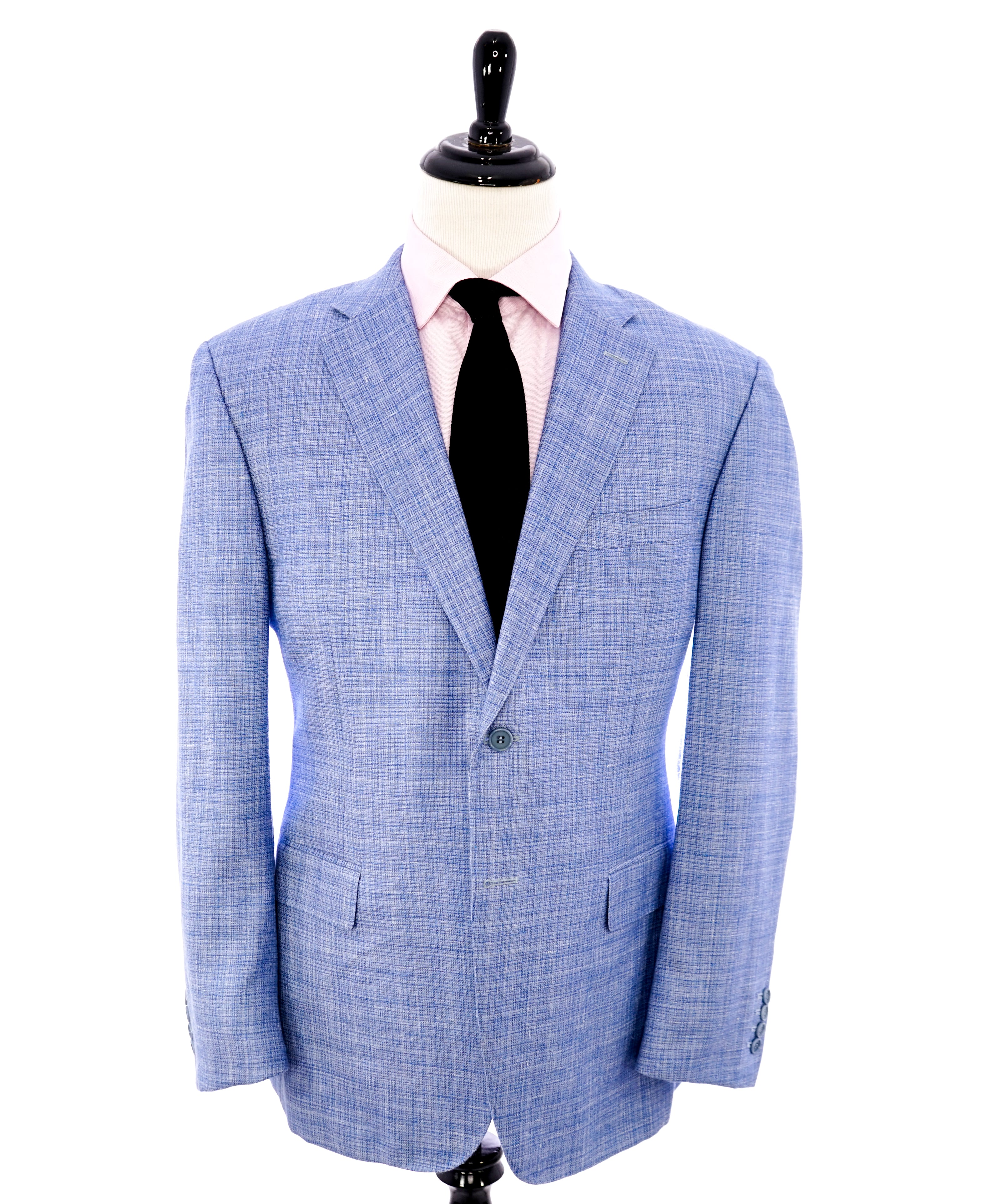 CANALI - Light Blue Wool/Silk/Linen Basket Weave Summer Blazer - 46R