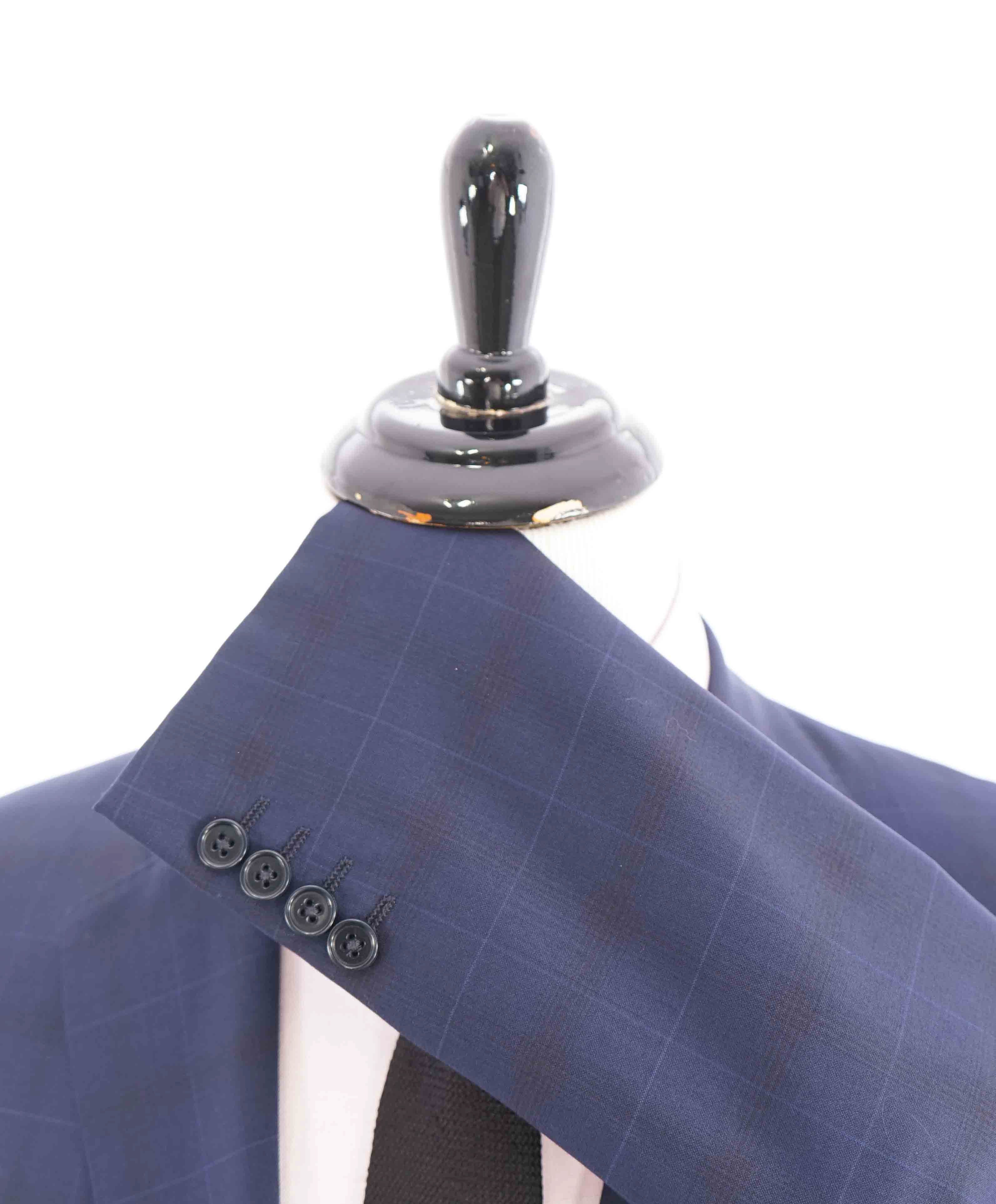 $1,895 ARMANI COLLEZIONI - Blue Check *G LINE* Notch Lapel Suit - 40R 35W