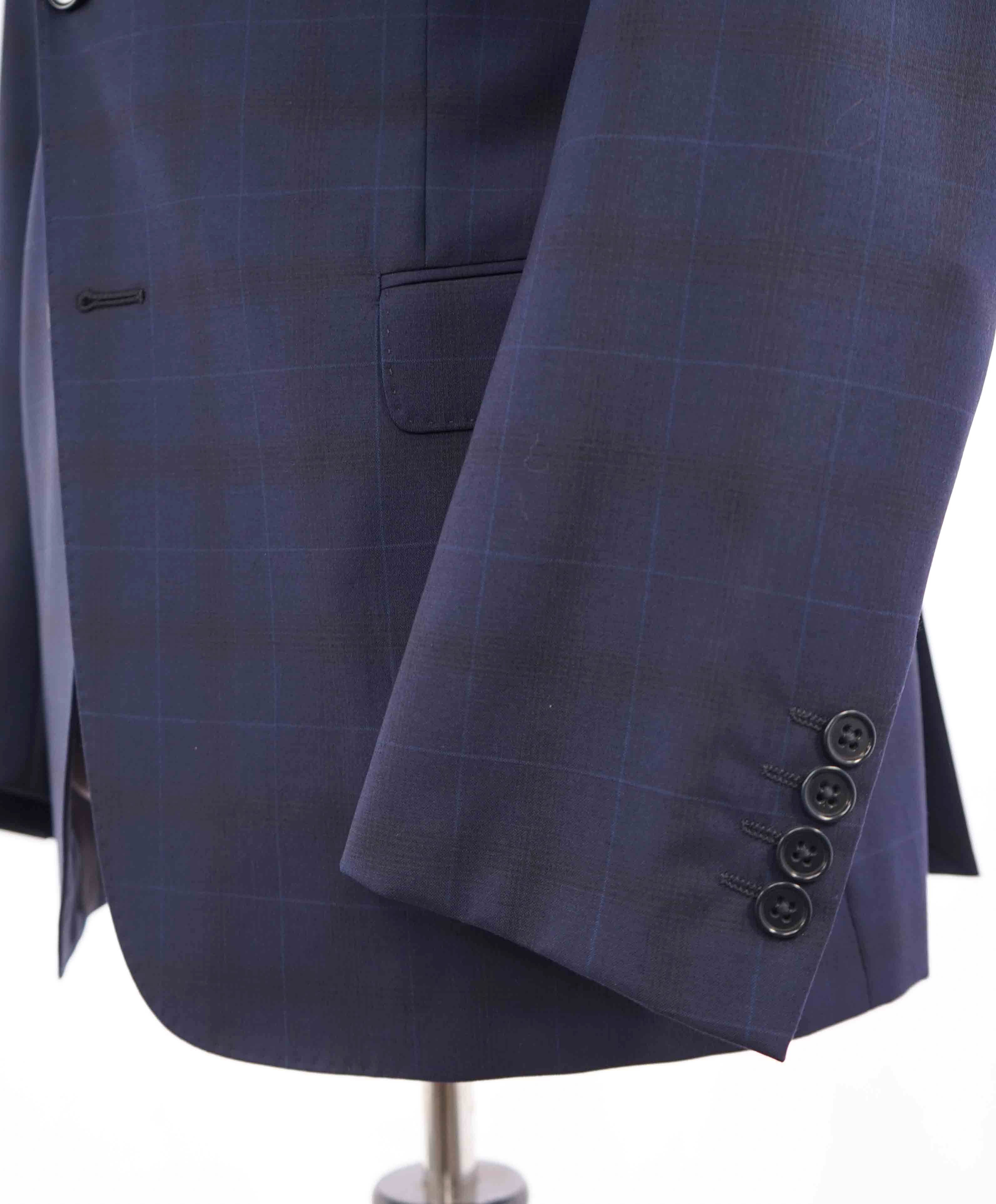 $1,895 ARMANI COLLEZIONI - Blue Check *G LINE* Notch Lapel Suit - 40R 35W