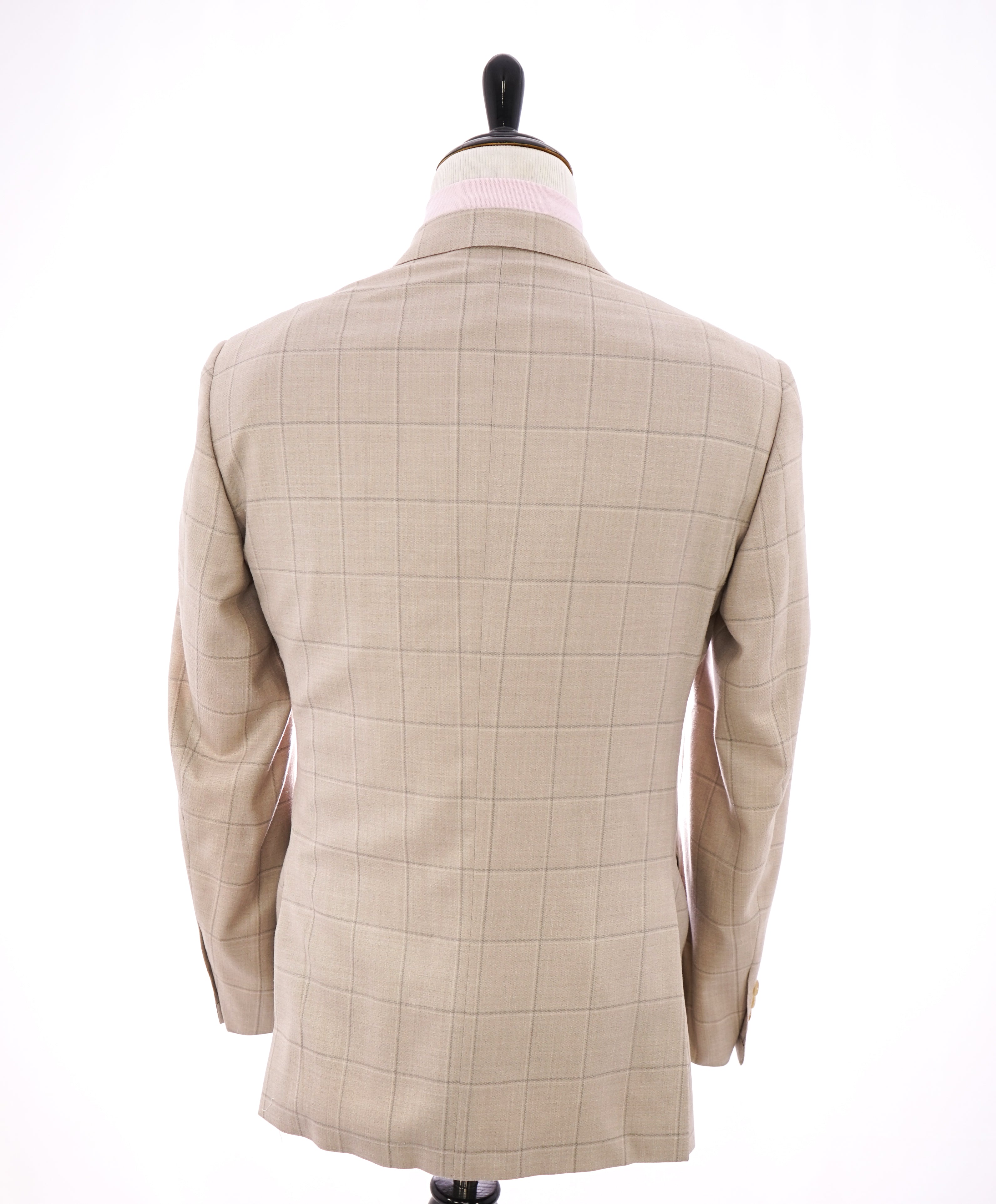 CORNELIANI - Linen Blend Summer Light Beige Windowpane Check Blazer - 42R