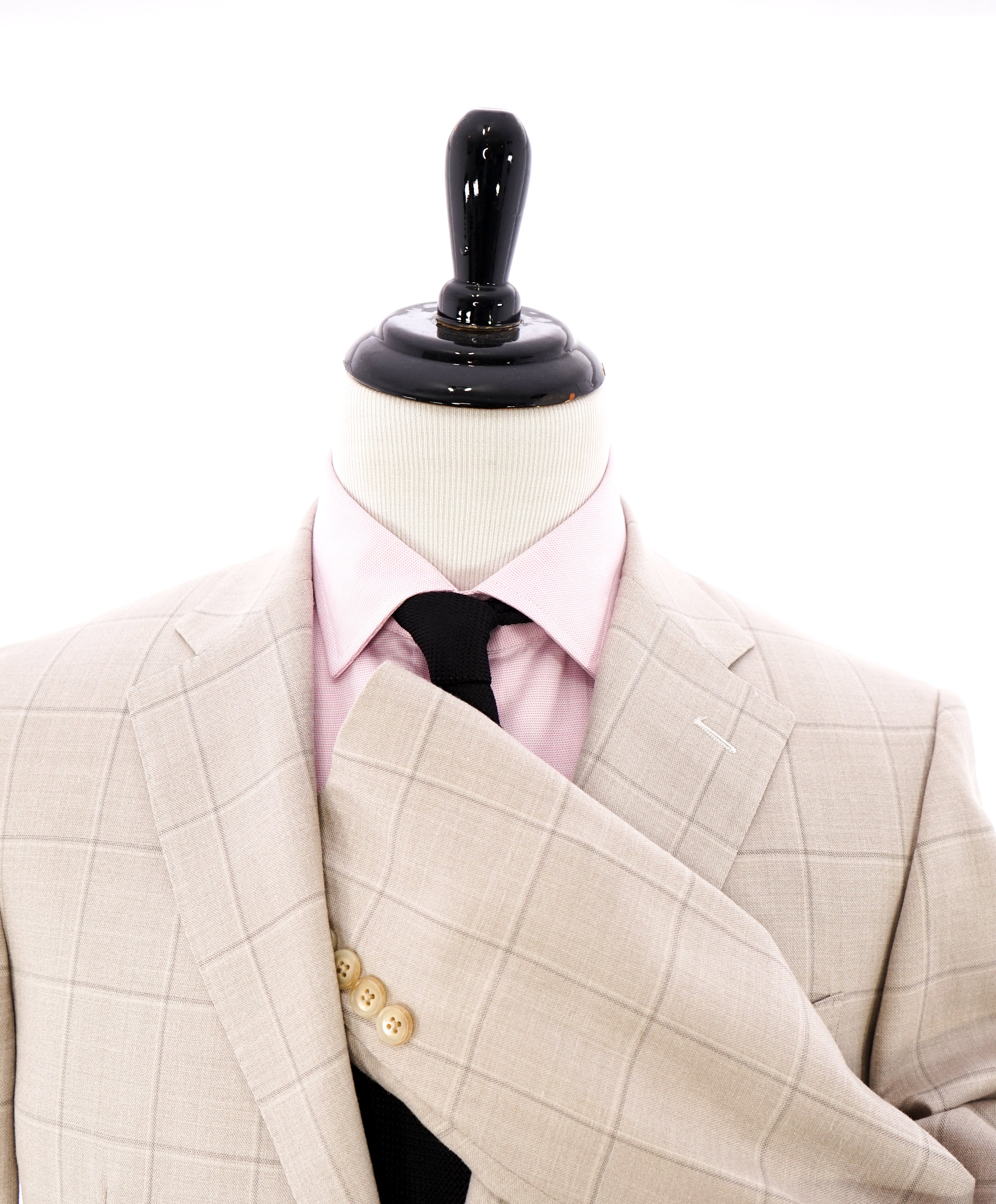 CORNELIANI - Linen Blend Summer Light Beige Windowpane Check Blazer - 42R