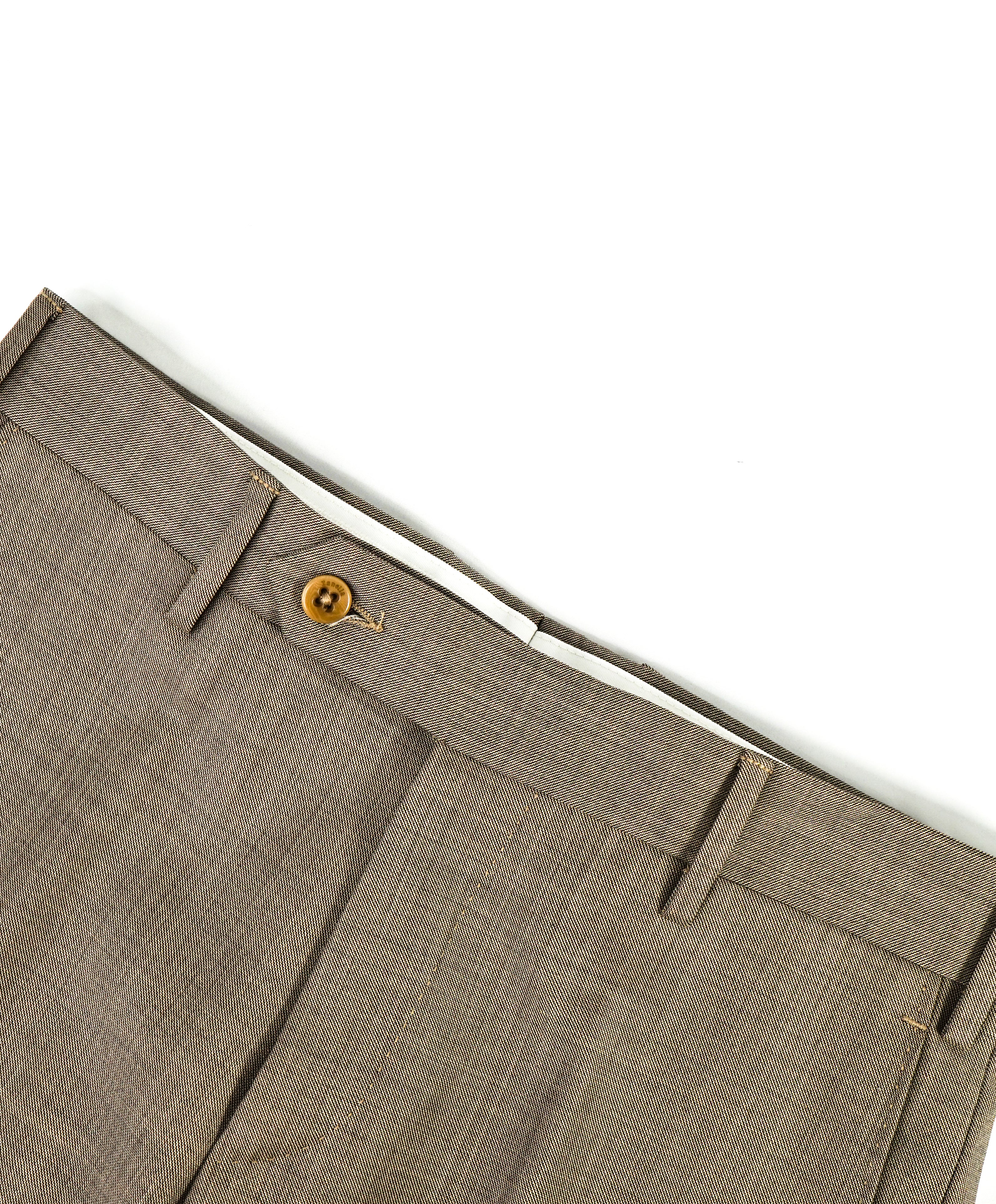 ZANELLA - Brown Textured “PARKER” Wool Flat Front Dress Pants - 28W