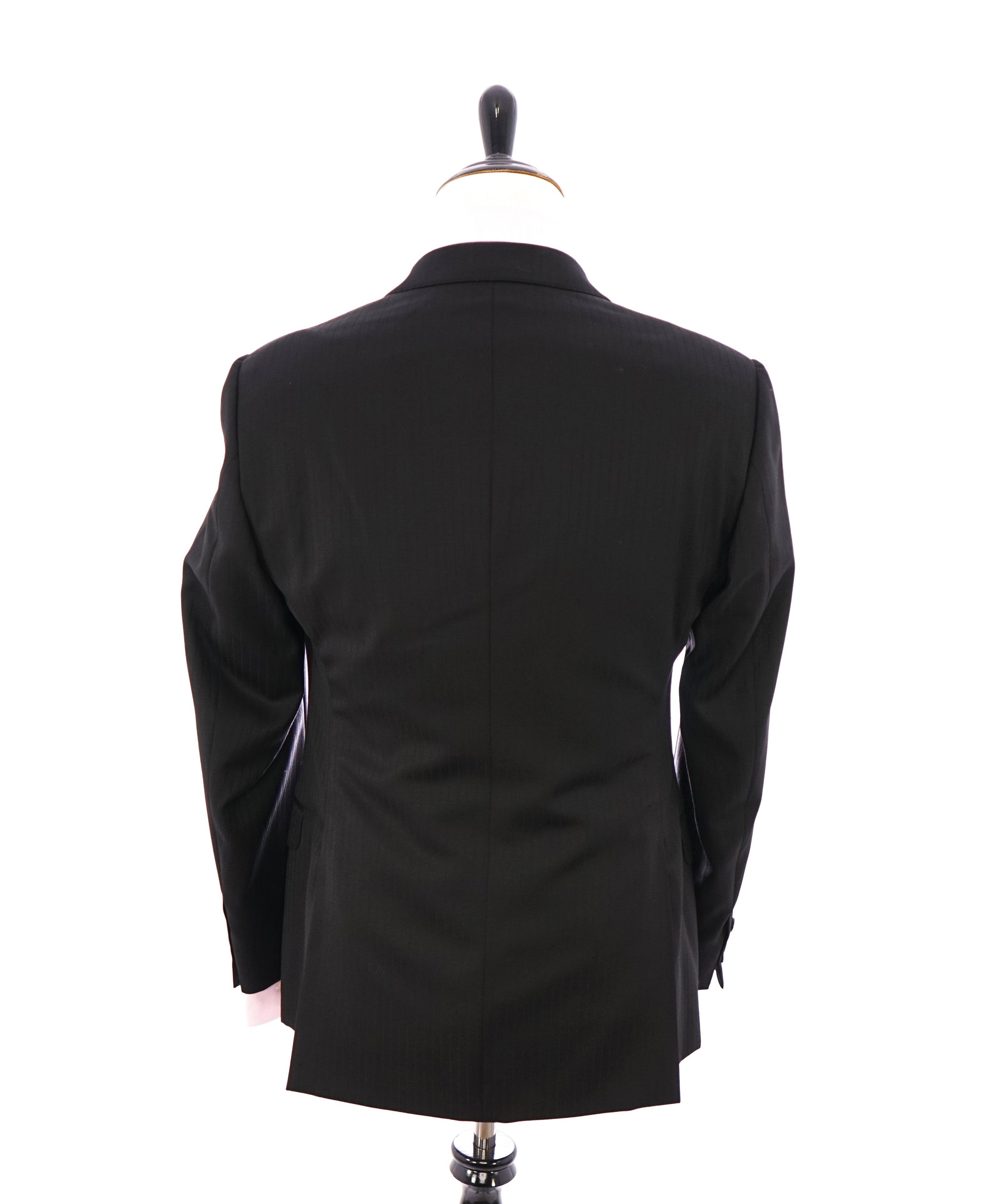 ARMANI COLLEZIONI - Black On Black Sleek Stripe “G Line” Wool Suit - 42R