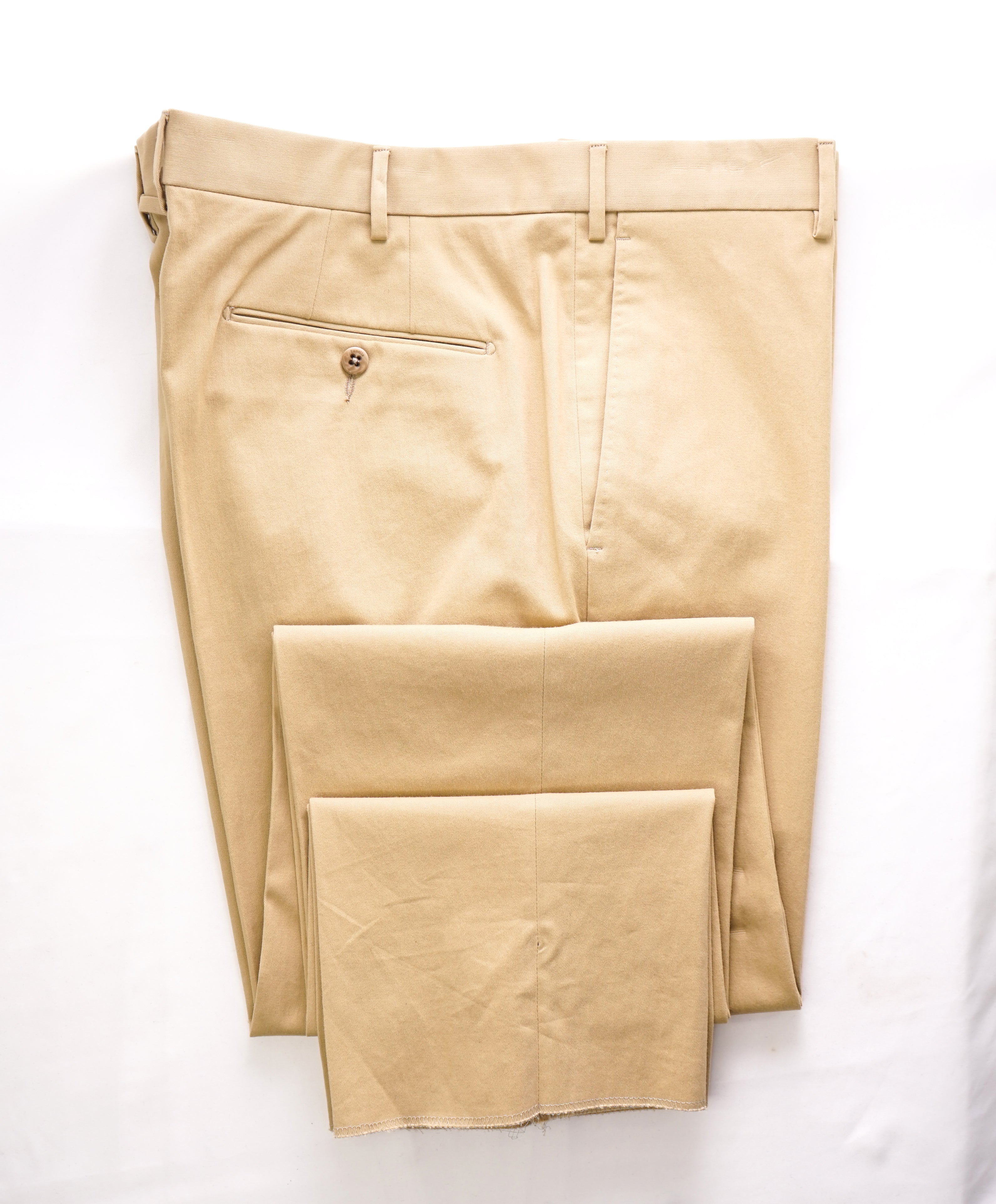 ZANELLA - Beige Cotton “PARKER” Flat Front Dress Pants - 38W