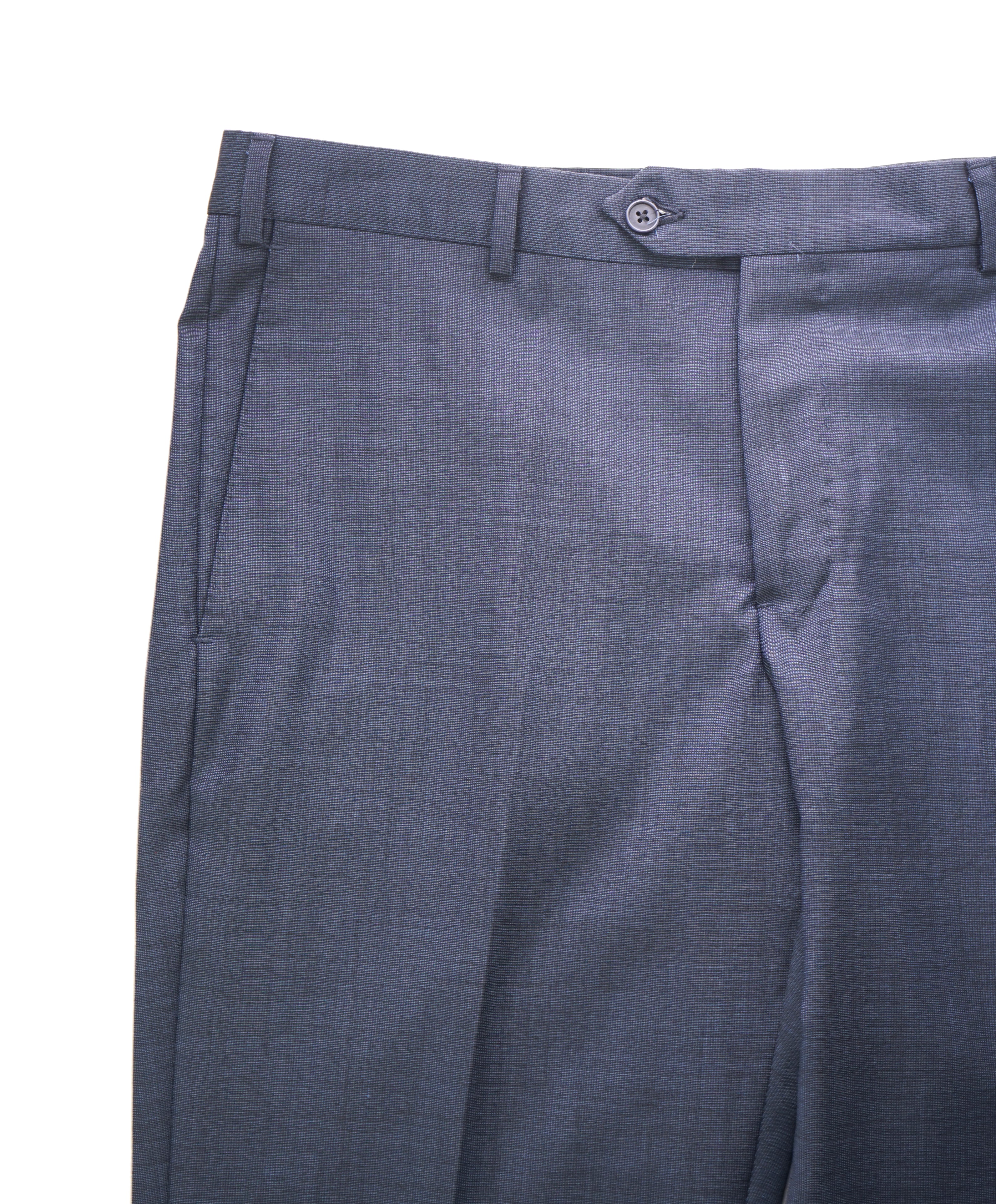 ZANELLA - Gray Blue Textured Micro Check “PAUL” Flat Front Dress Pants - 35W