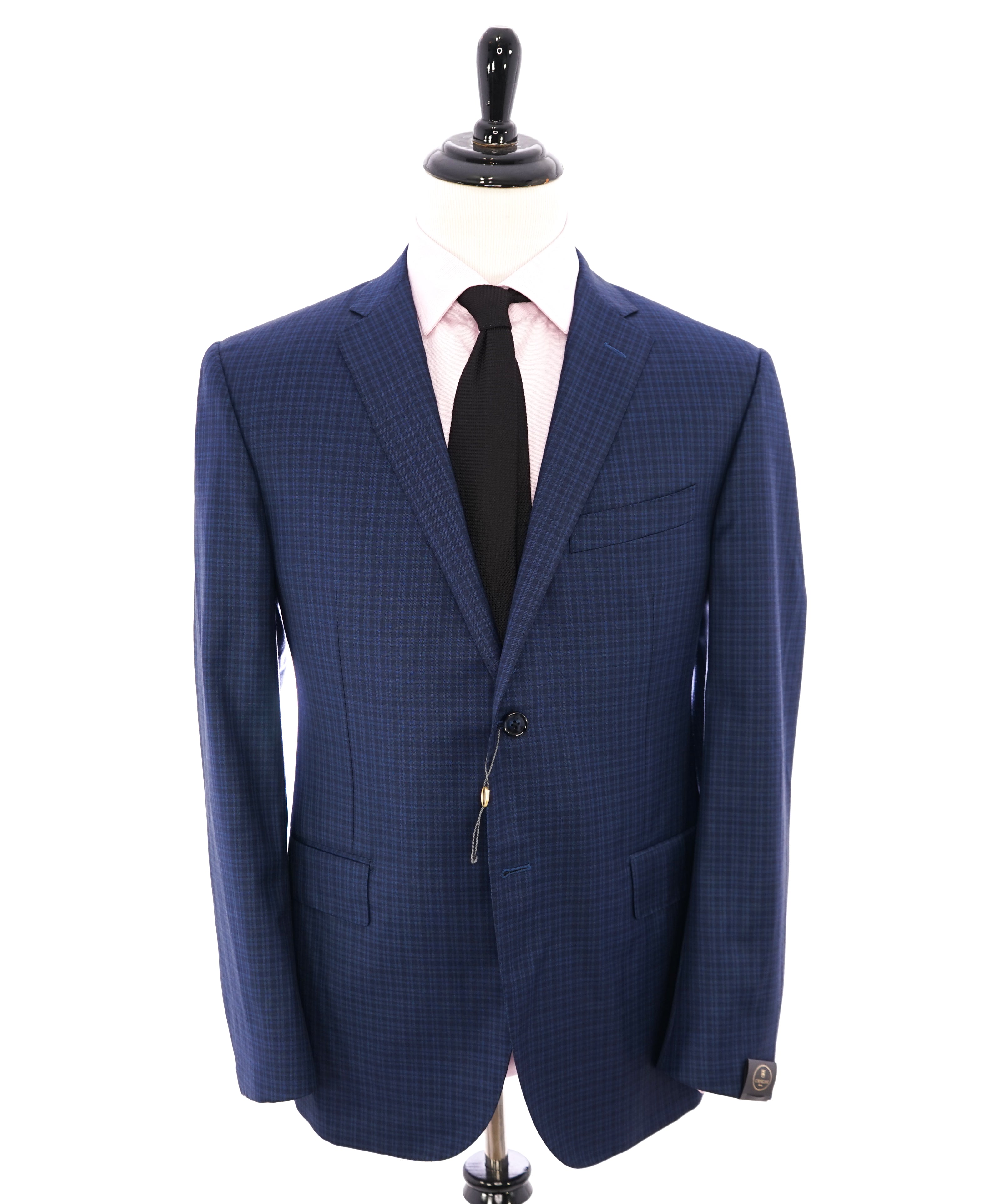 CORNELIANI - "18,25 Microns" Super Fine Bold Blue Plaid Check Blazer - 44R