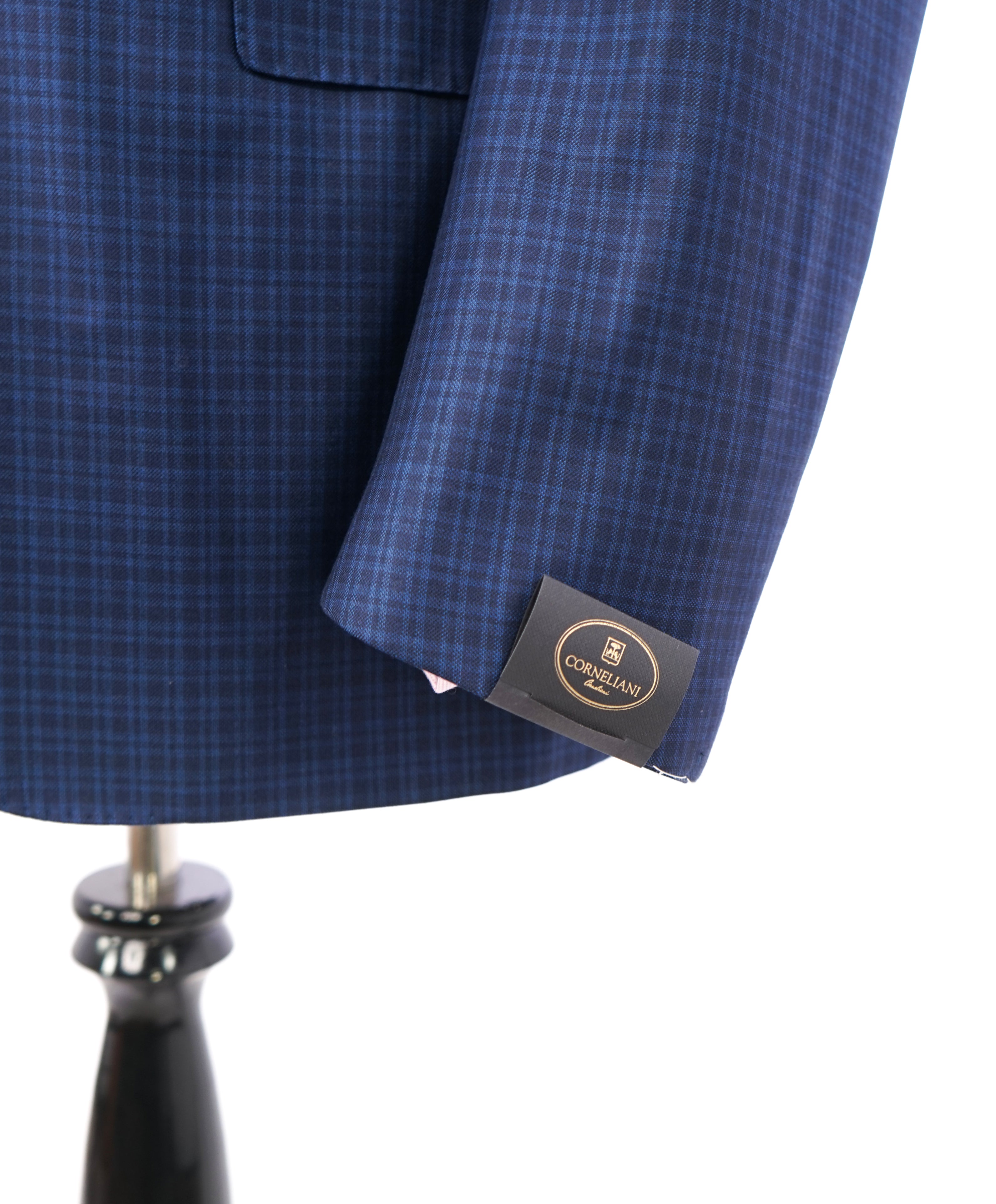 CORNELIANI - "18,25 Microns" Super Fine Bold Blue Plaid Check Blazer - 44R