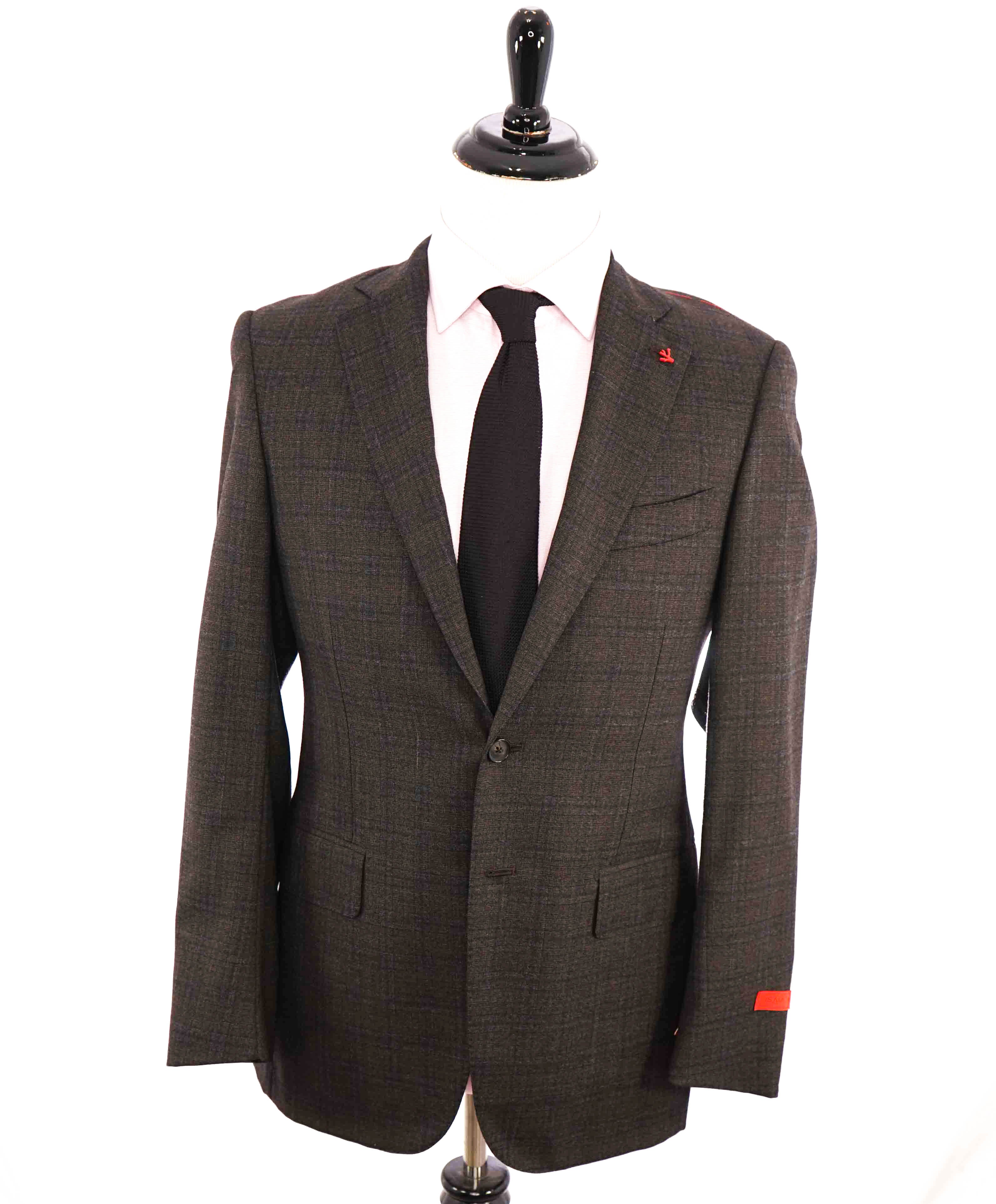 $2,995 ISAIA - "CROSSBRED WOOL" NUOVA BASE S Brown Check Blazer - 38R