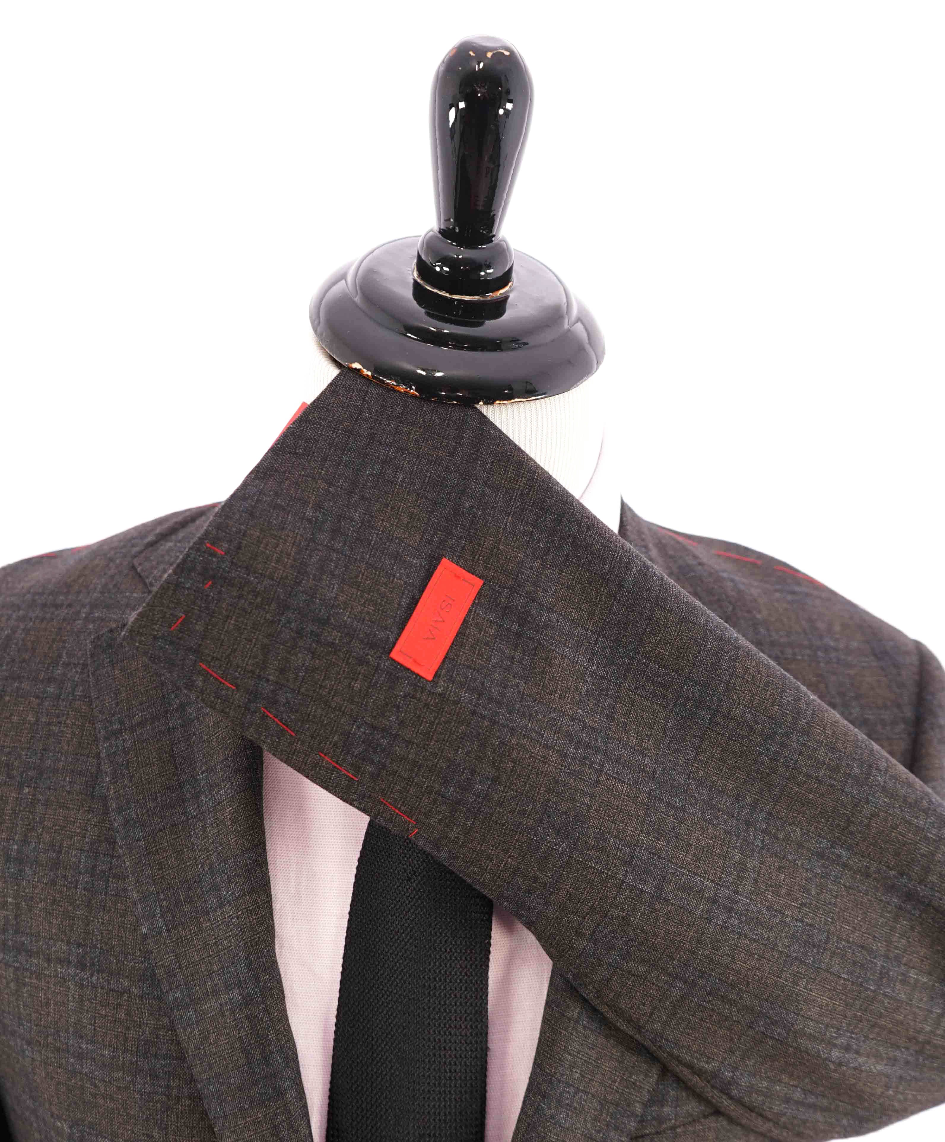 $2,995 ISAIA - "CROSSBRED WOOL" NUOVA BASE S Brown Check Blazer - 38R