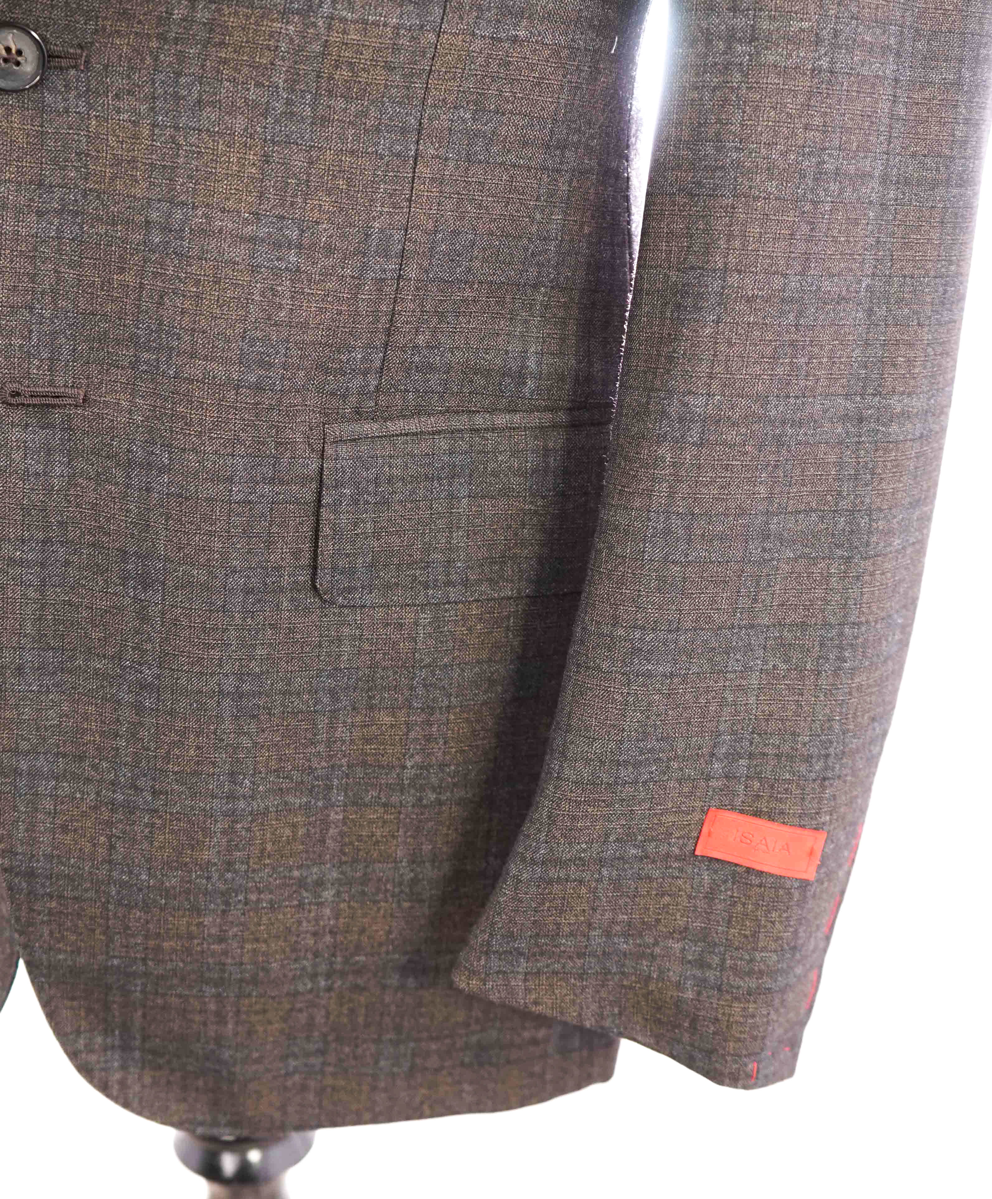 $2,995 ISAIA - "CROSSBRED WOOL" NUOVA BASE S Brown Check Blazer - 38R