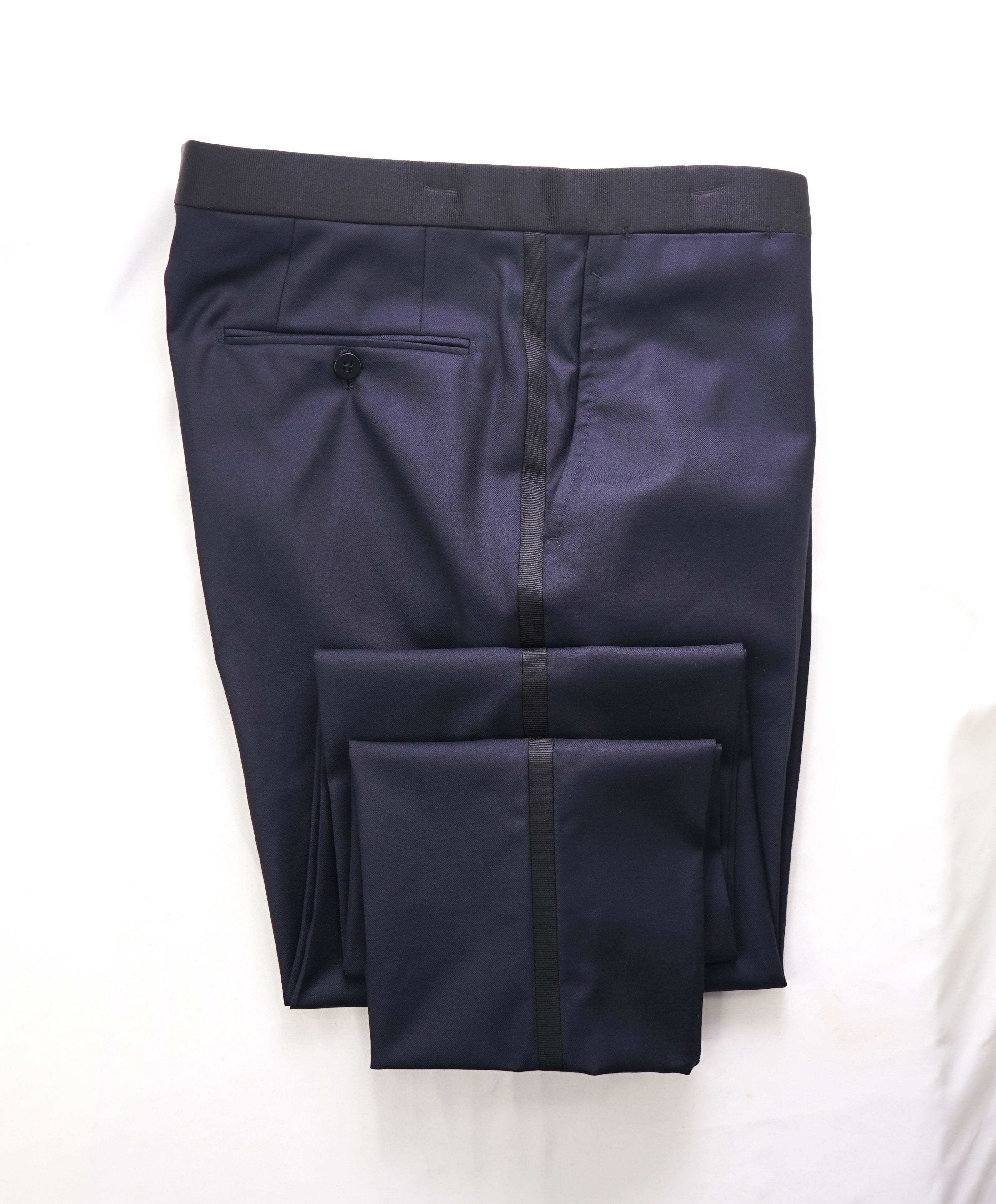 ISAIA - Pure Wool "AQUASPIDER" Blue Tux Dress Pants Flat Front- 33W (50 EU)