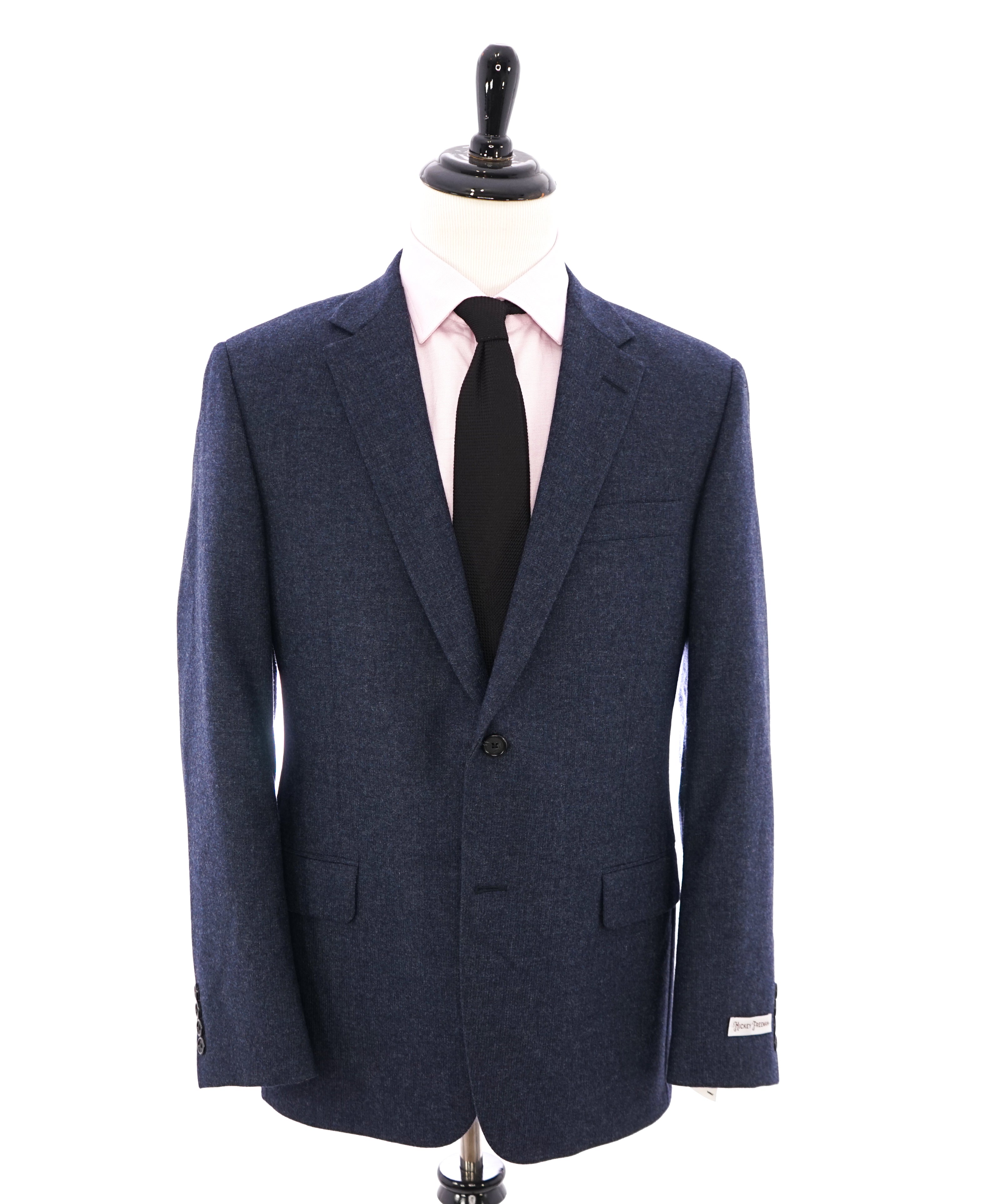 HICKEY FREEMAN - Flannel Wool Medium Blue "Millburn ii" Blazer - 42R