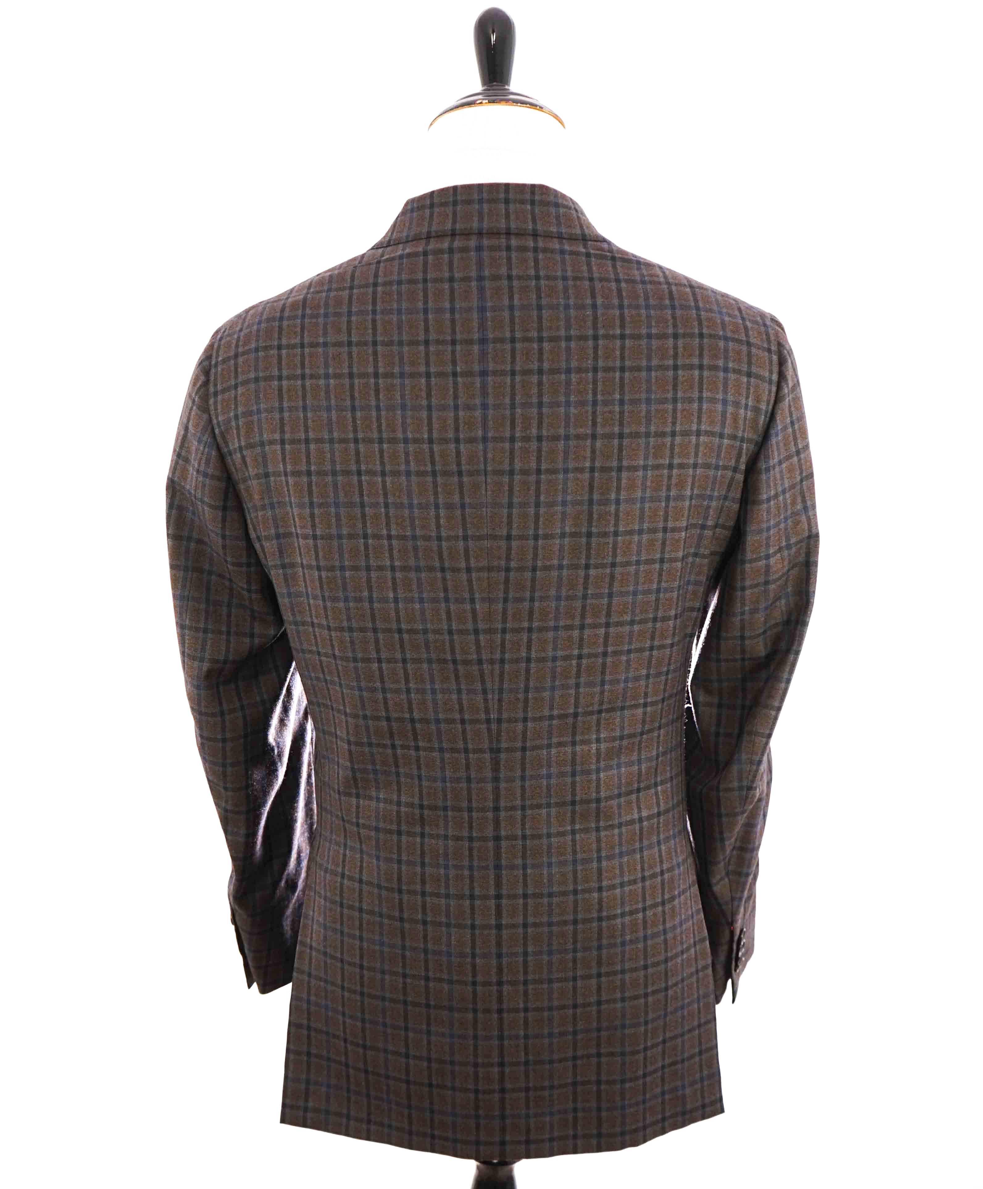 $2,995 ISAIA - PURE WOOL PREMIUM Blue & Brown Check Blazer - 46R