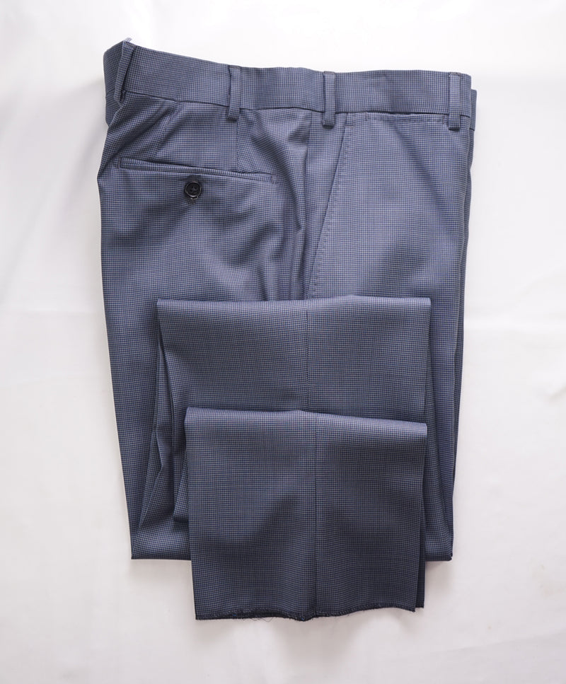 EMPORIO ARMANI - Light Blue Check Flat Front Dress Pants - 34W (50 EU)