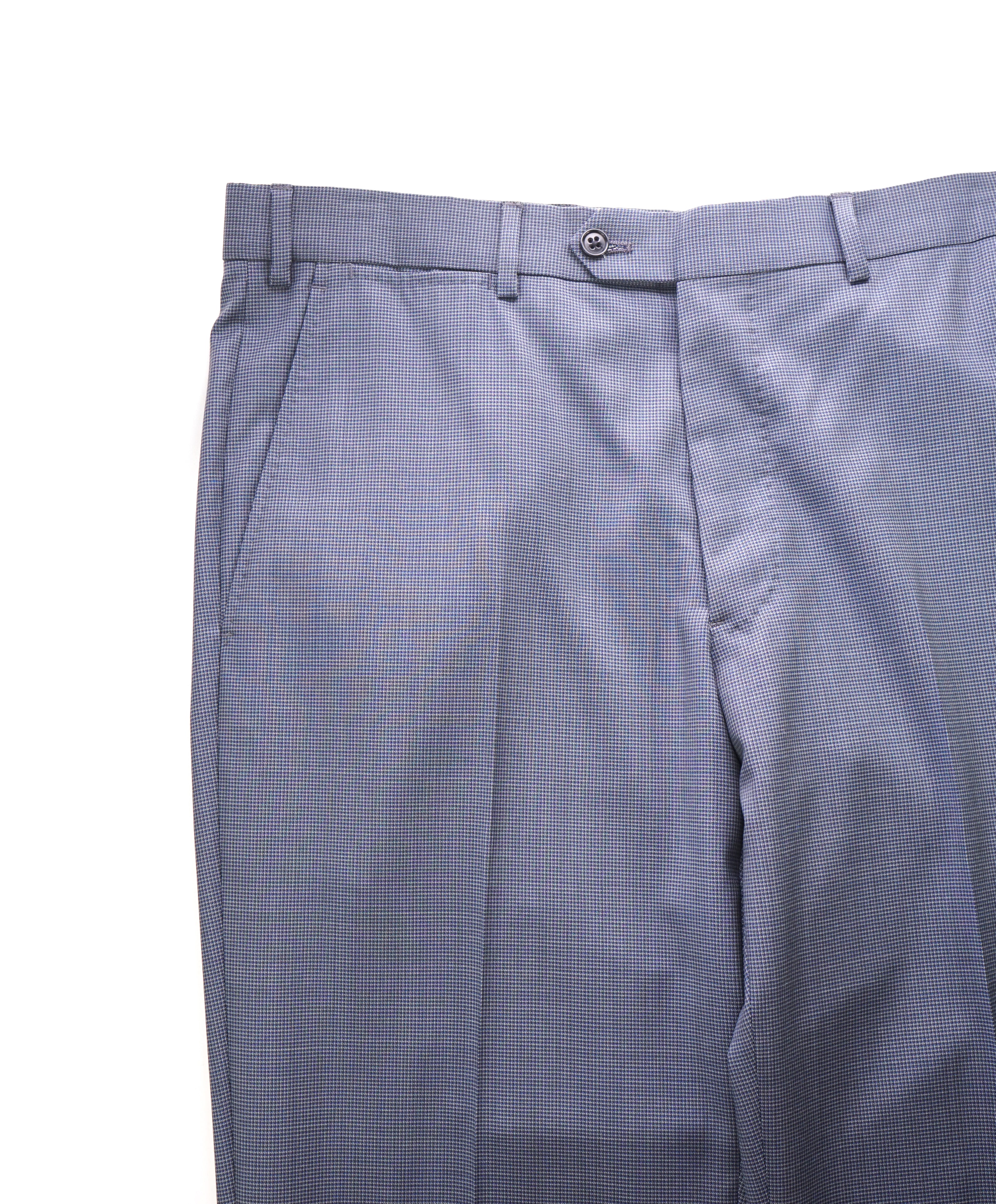 EMPORIO ARMANI - Light Blue Check Flat Front Dress Pants - 34W (50 EU)